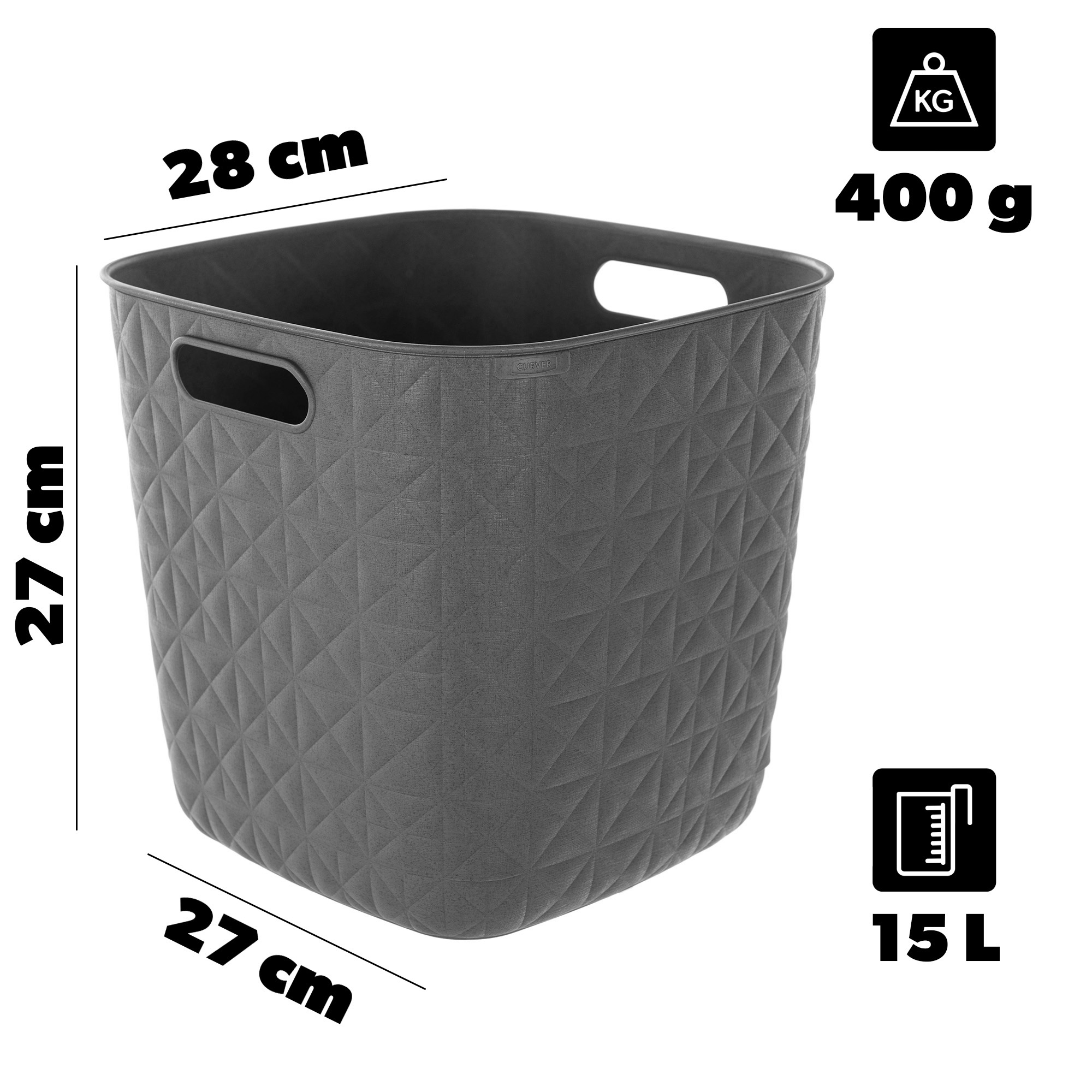 Koszyk Curver Softex kwadratowy 15L szary