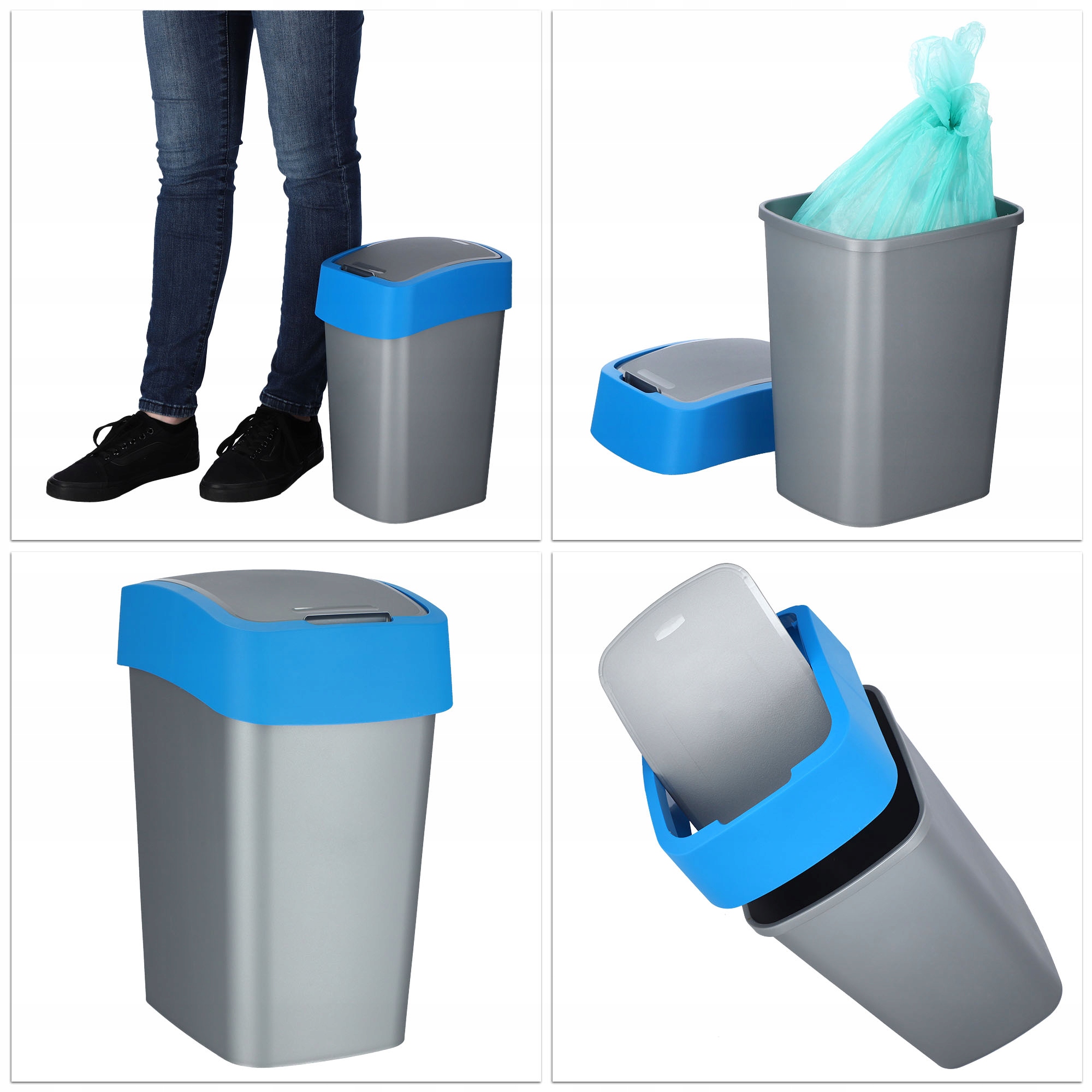 Kosz na śmieci Curver Flip Bin 10L, niebieski