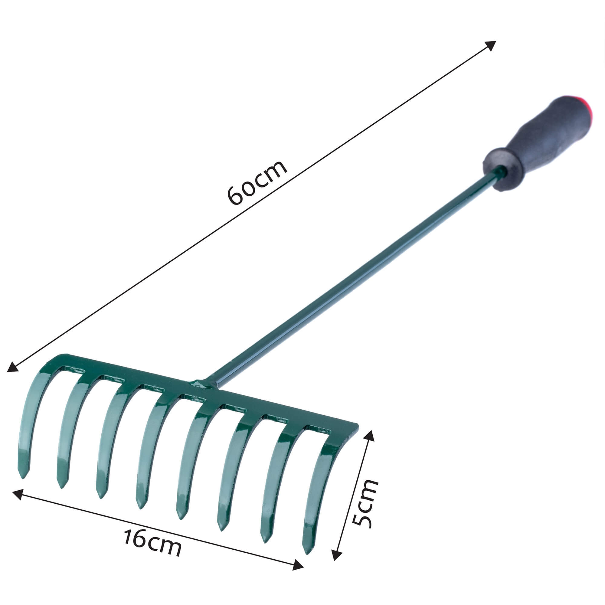 Grabki ogrodowe 8 zębów 60 cm, zielone