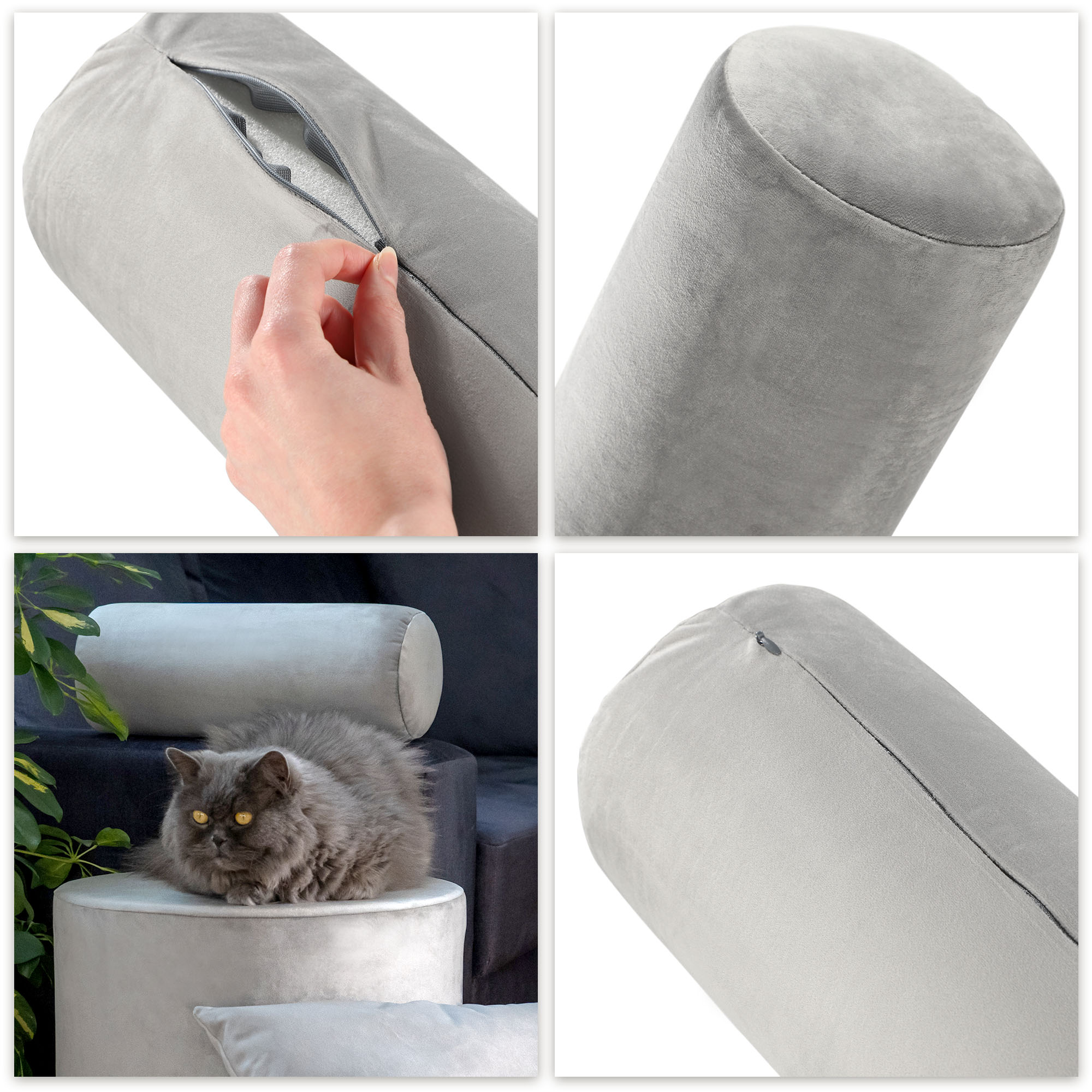 Poduszka dekoracyjna, wałek anatomiczny Retaxo 40 cm, szara