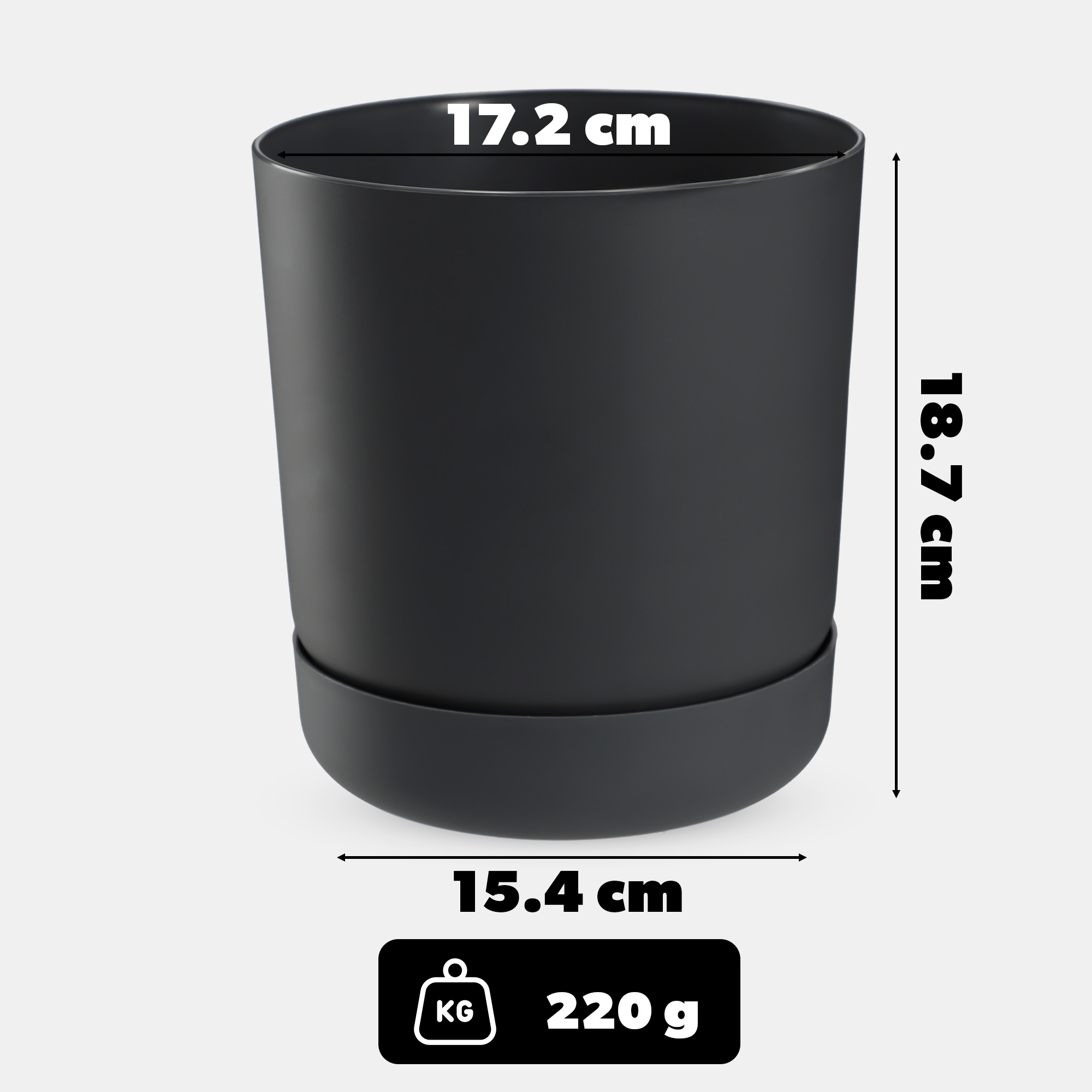 Doniczka Kama z podstawką 17 cm, antracyt