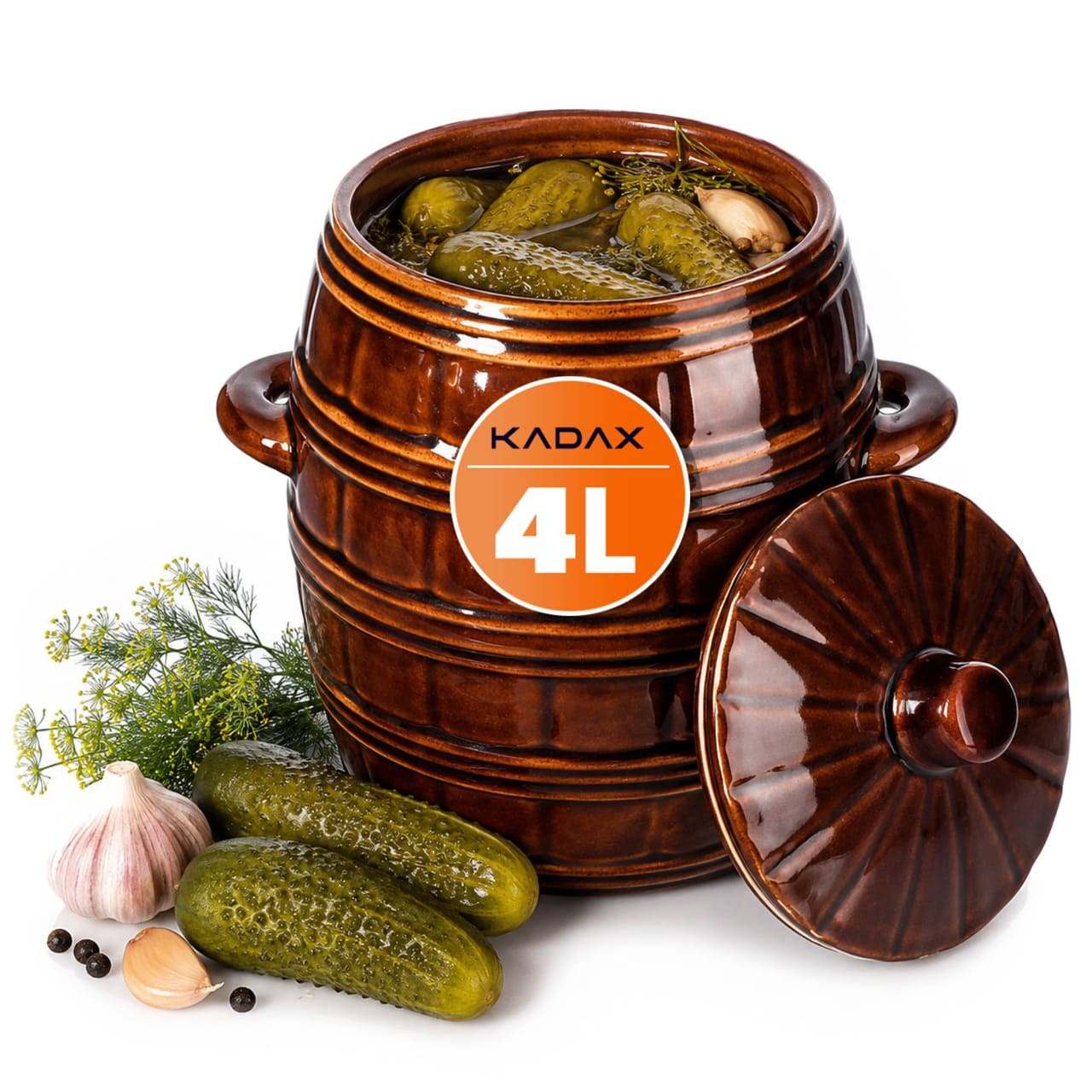 Beczka kamionkowa Helios 5L, z pokrywką