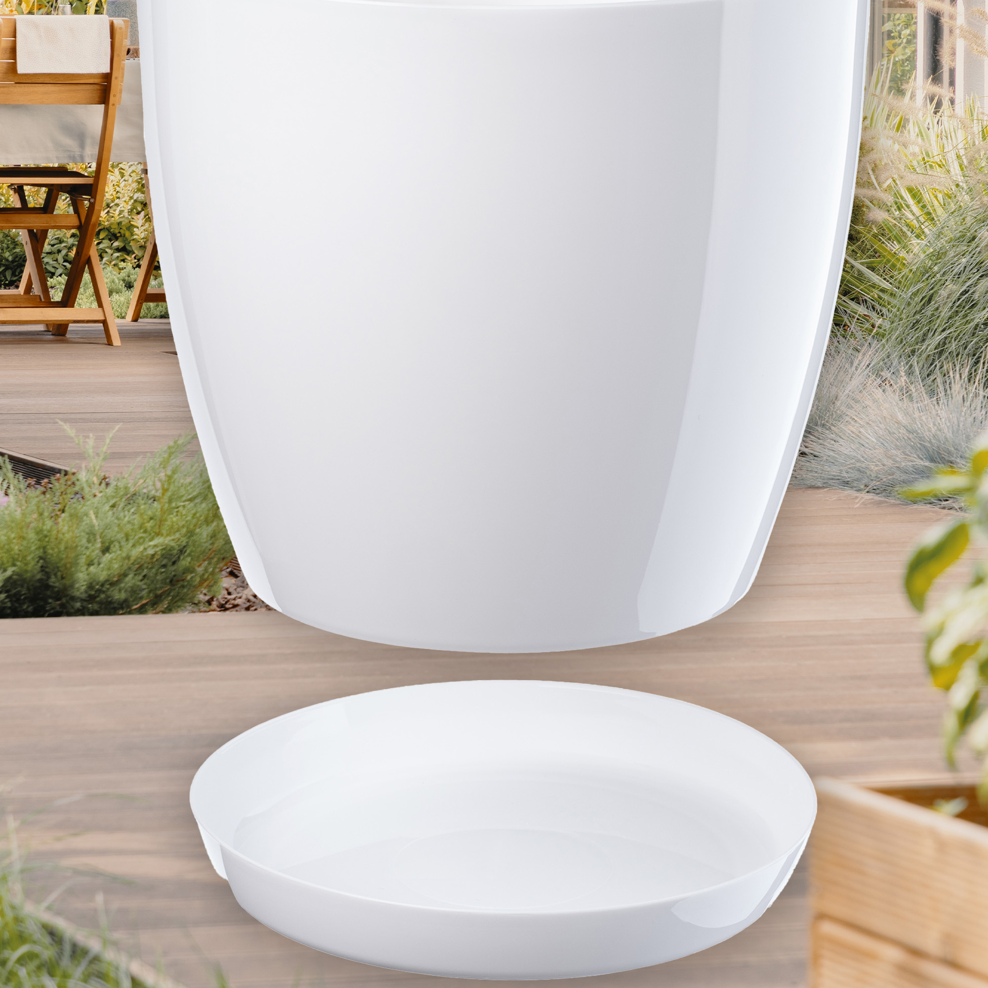 Doniczka Agen z podstawką biała 16 cm, 3 szt.