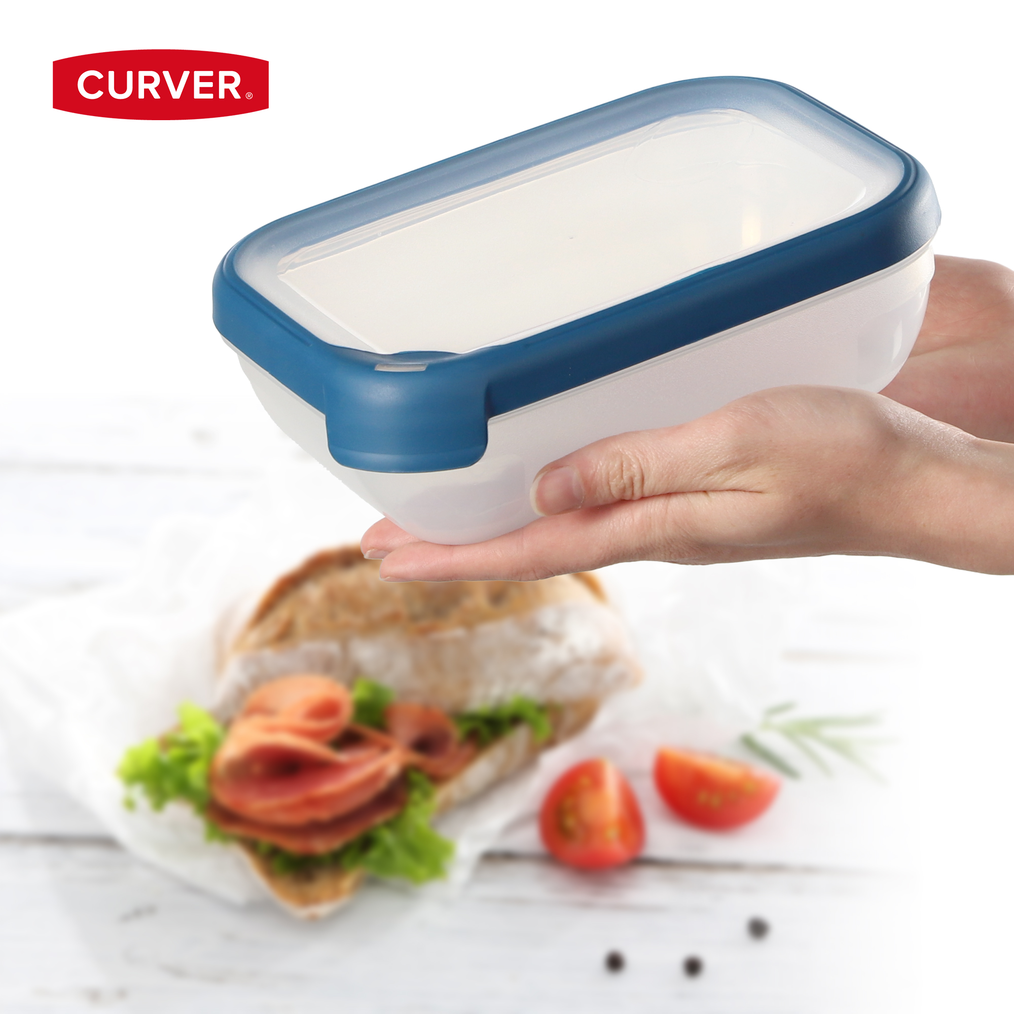 Pojemnik prostokątny 1.2L Curver Grand Chef Line, niebieski
