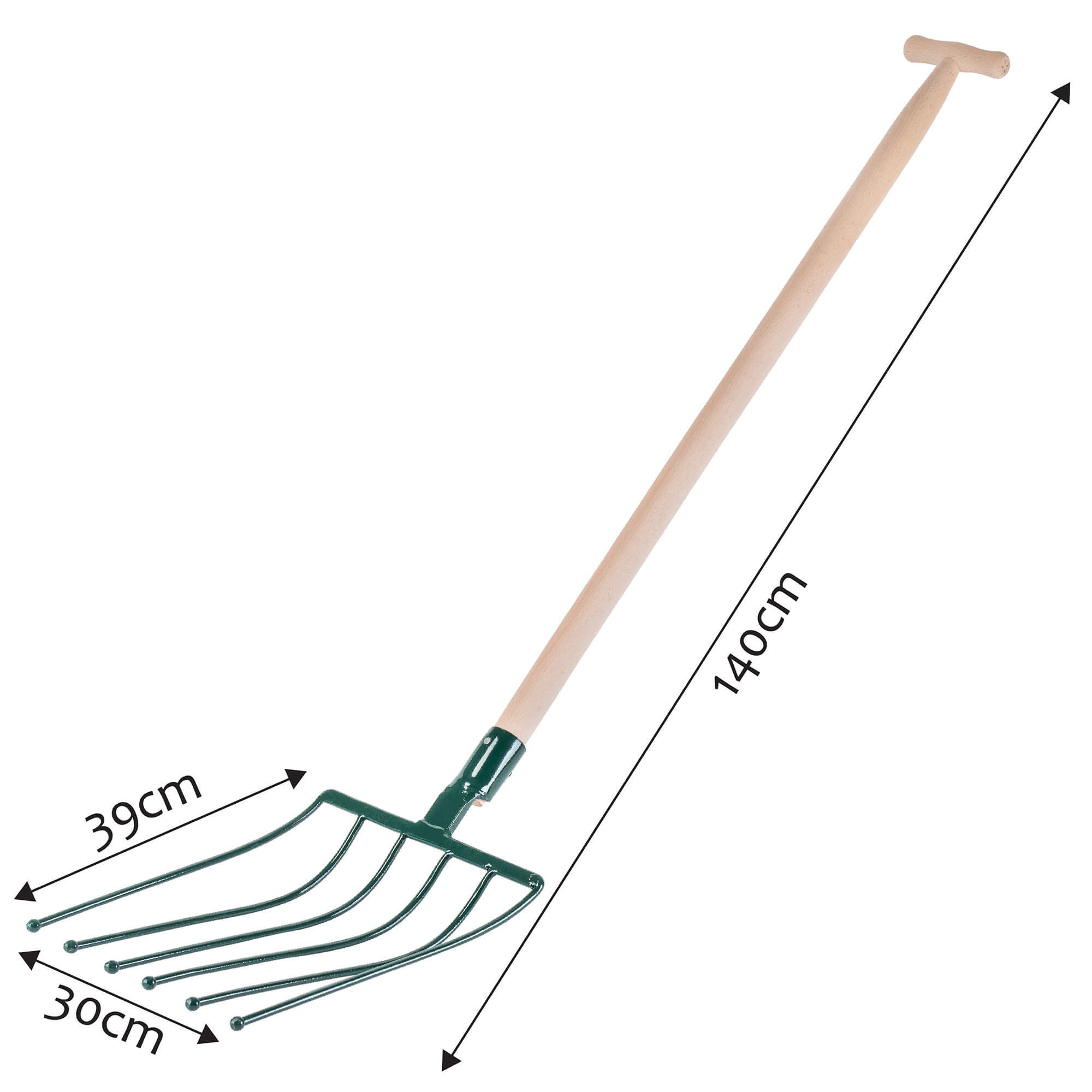 Widły metalowe 6 zębów 140 cm, zielone