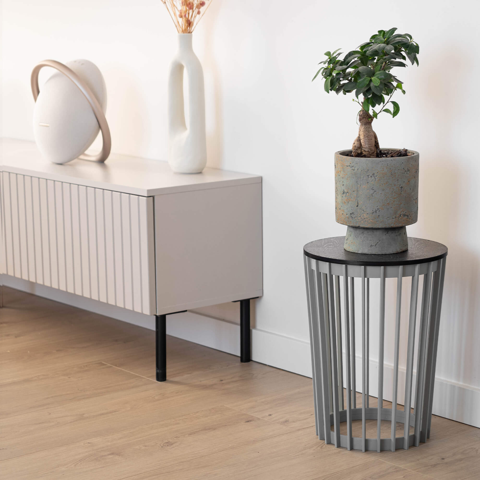 Kwietnik dwustronny Aytre 40 cm platynowy + blat czarny