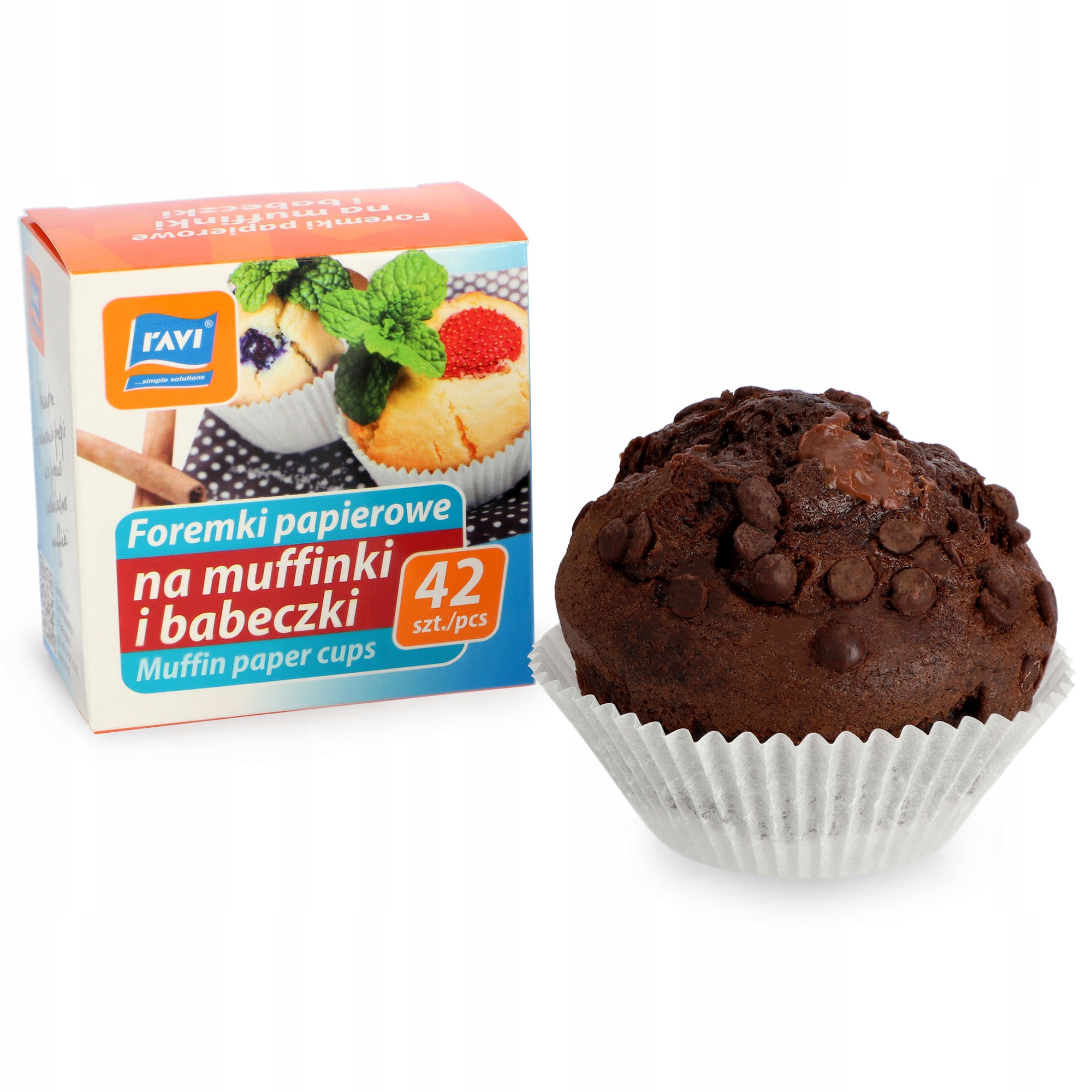 Papierowe foremki na muffinki i babeczki Ravi, 42 szt.