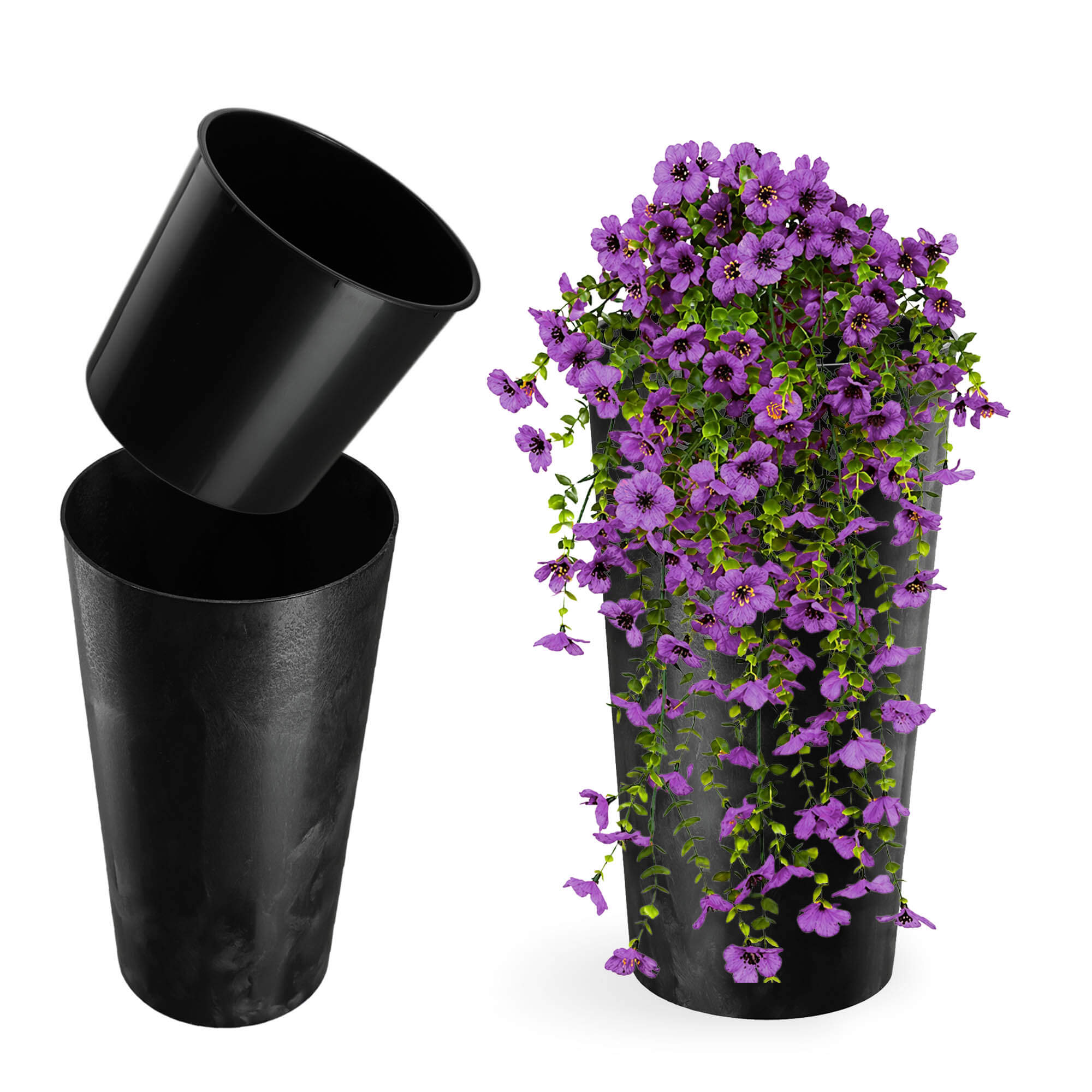 Doniczka na kwiaty Merag 26 cm czarny beton