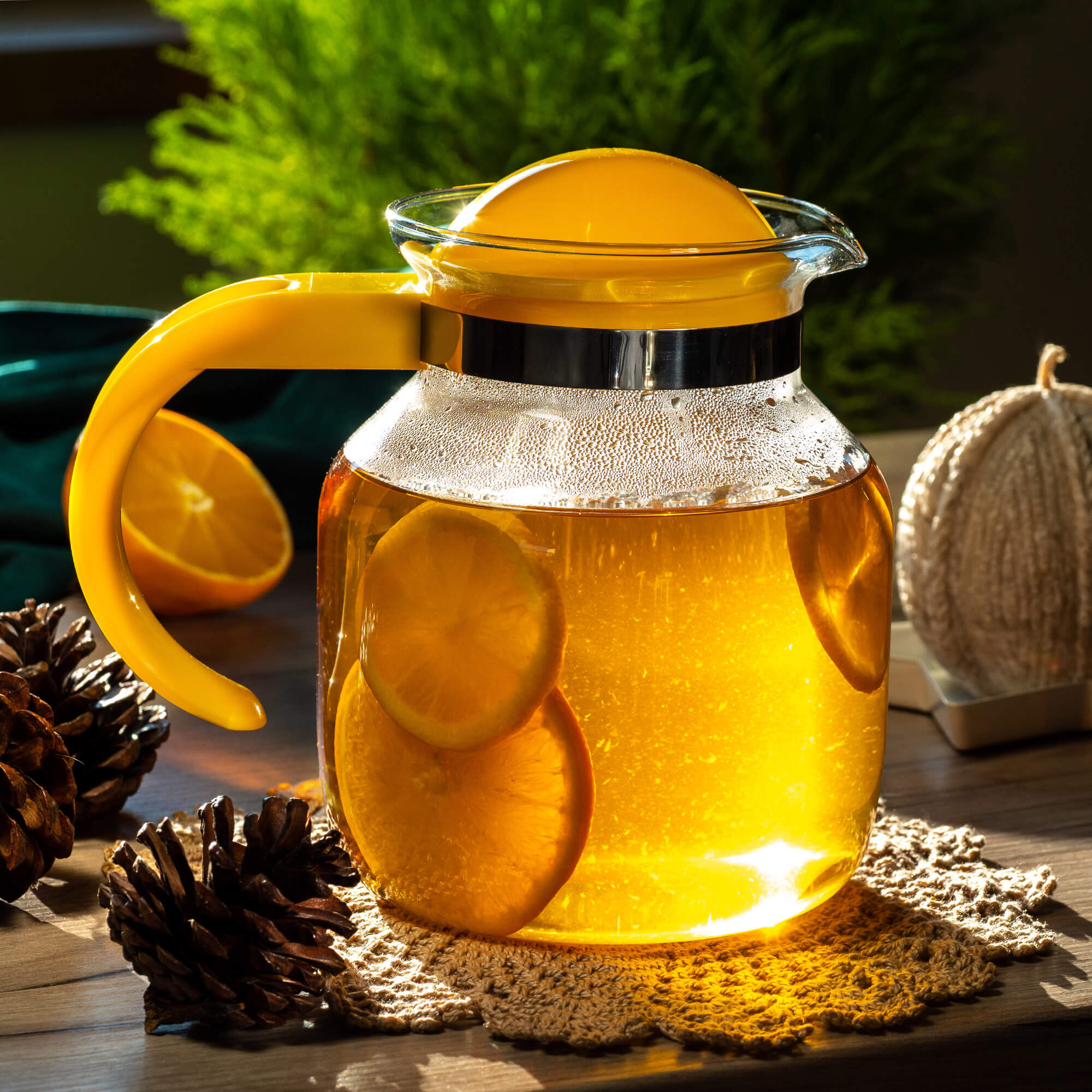 Dzbanek z pokrywką do herbaty 1,5L żółty