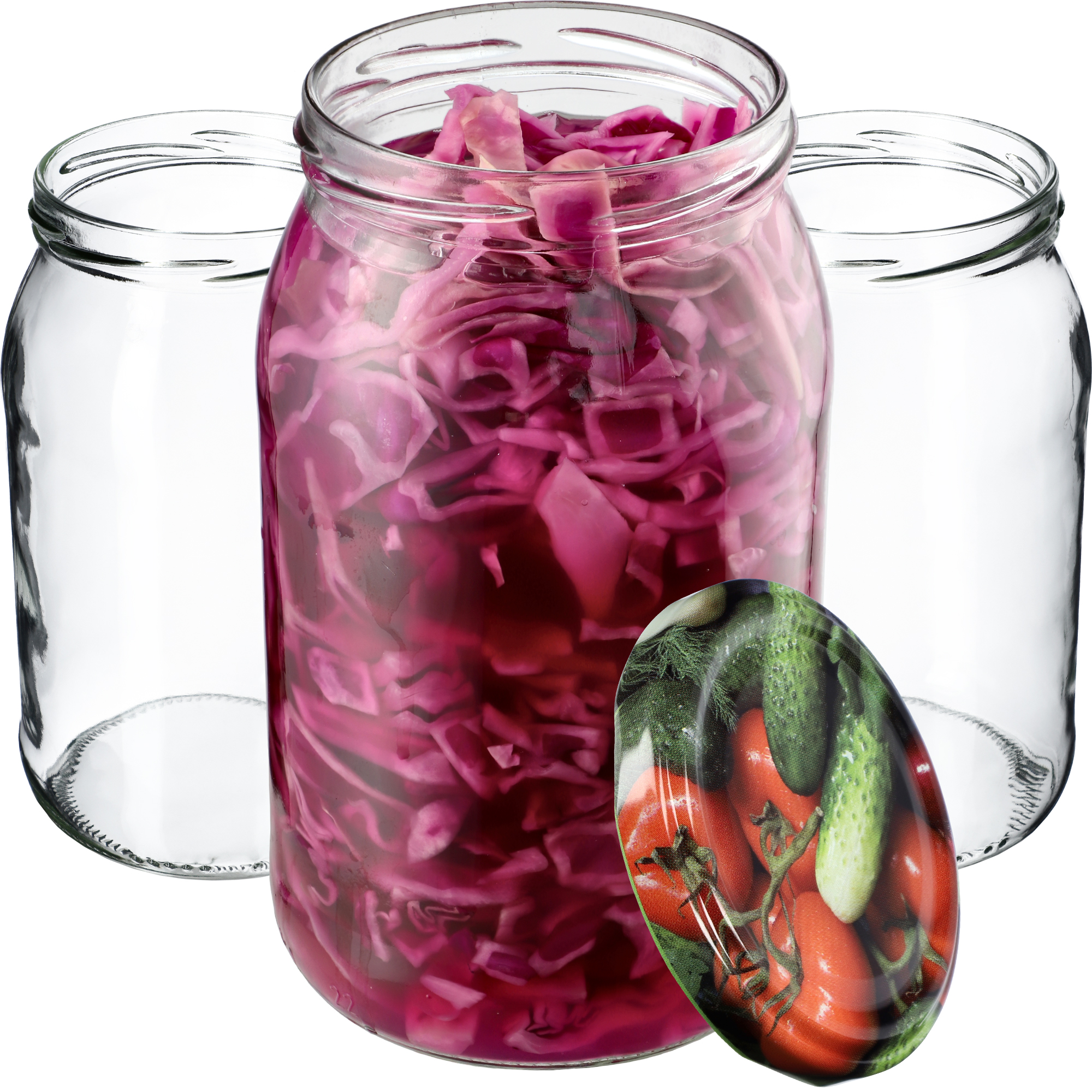 Słoiki na przetwory Simo 900ml 48szt fi 82 mm + wieczka "Warzywa"