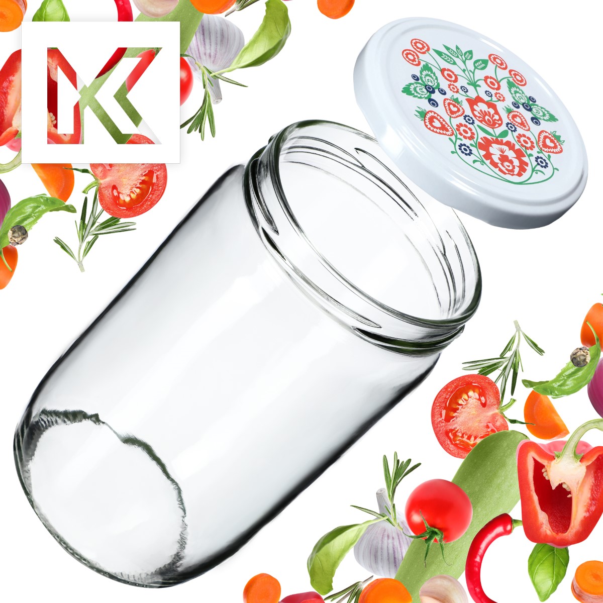 Słoiki na przetwory Niva 720ml 8szt fi 82 mm + wieczka "Folklor"