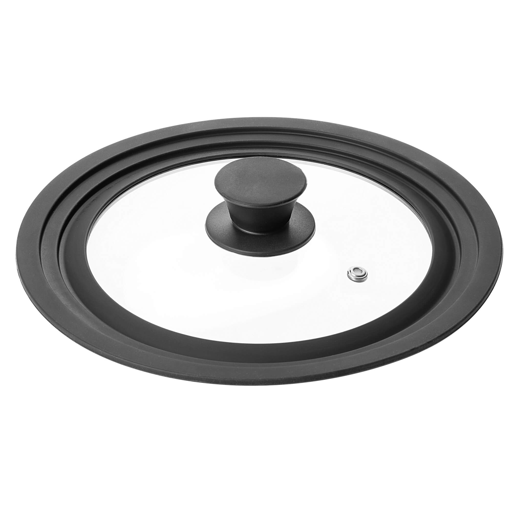 Pokrywa szklana multisize Aiola na garnek 24-28 cm z czarnym matowym uchwytem