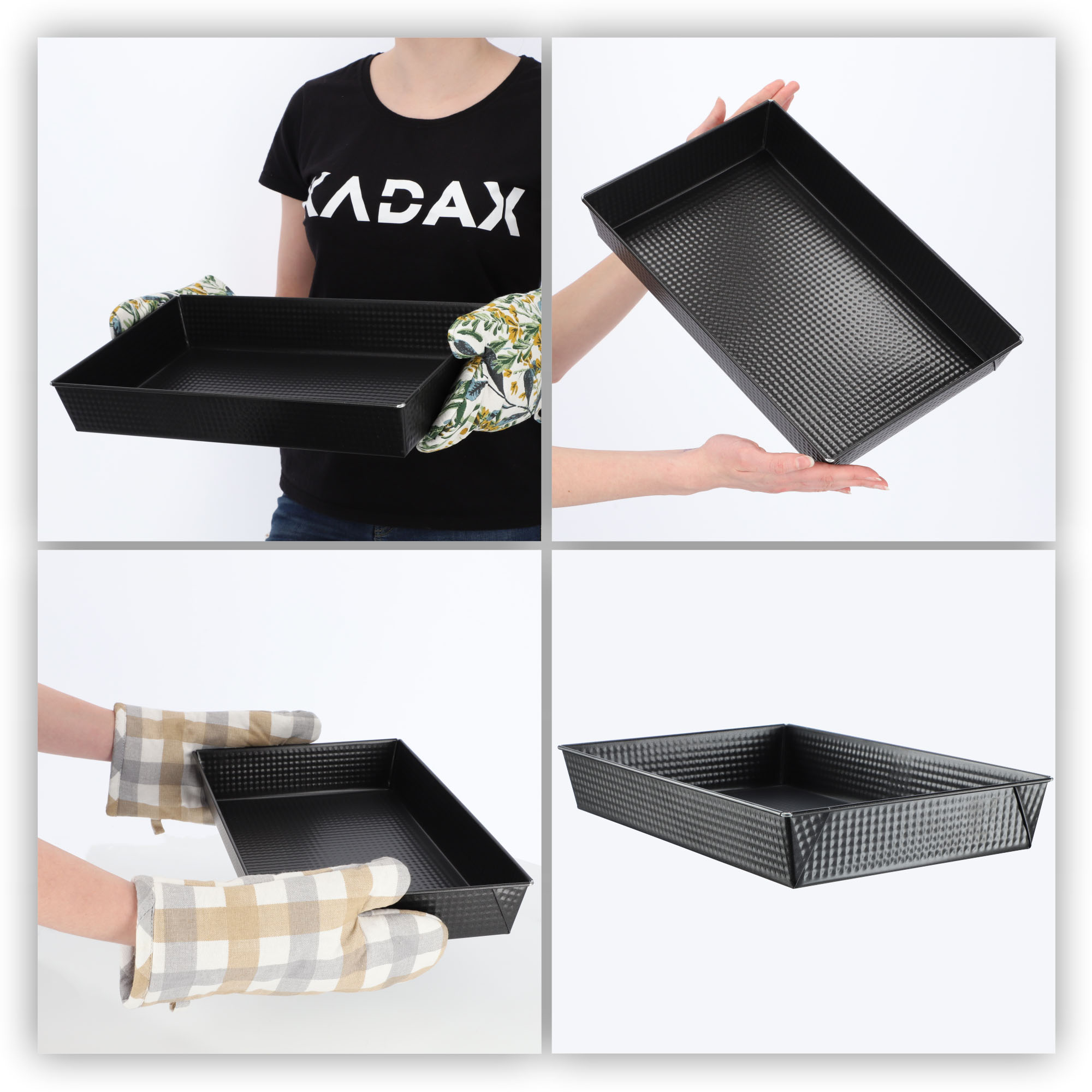 Zestaw blach o pieczenia 30 + 36 + 40 cm, czarne