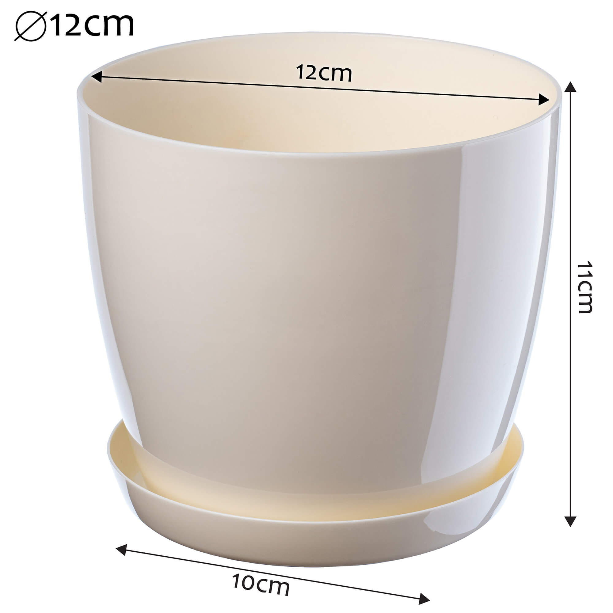 Doniczka Agen z podstawką 12 cm, kremowa