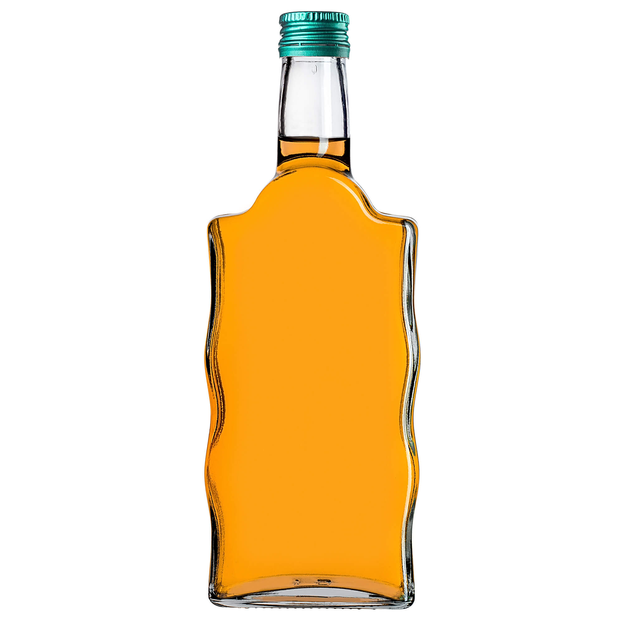 Szklana butelka na nalewkę Fala 500ml z zieloną zakrętką 5 szt.
