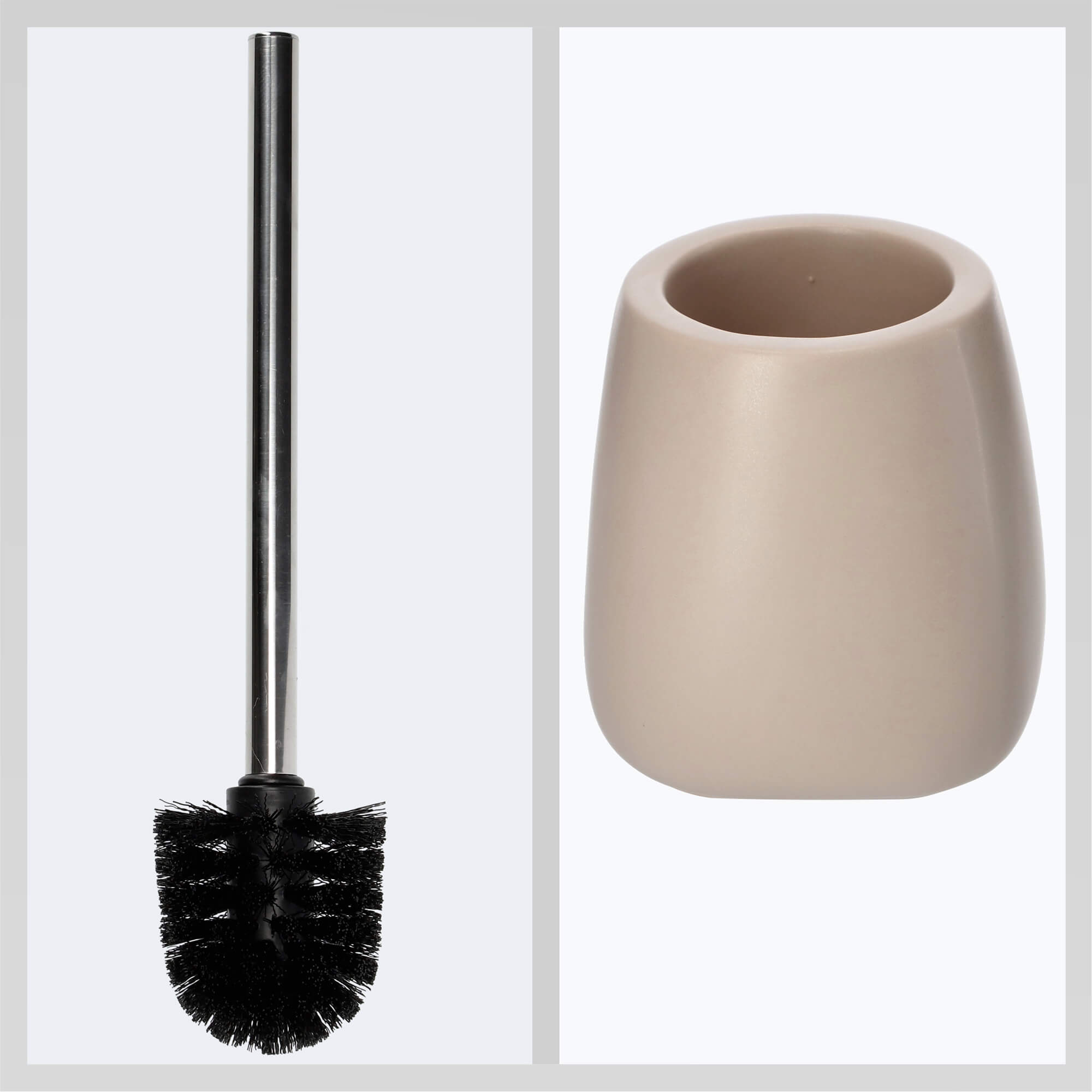 Szczotka do WC z pojemnikiem 36 cm, beżowa