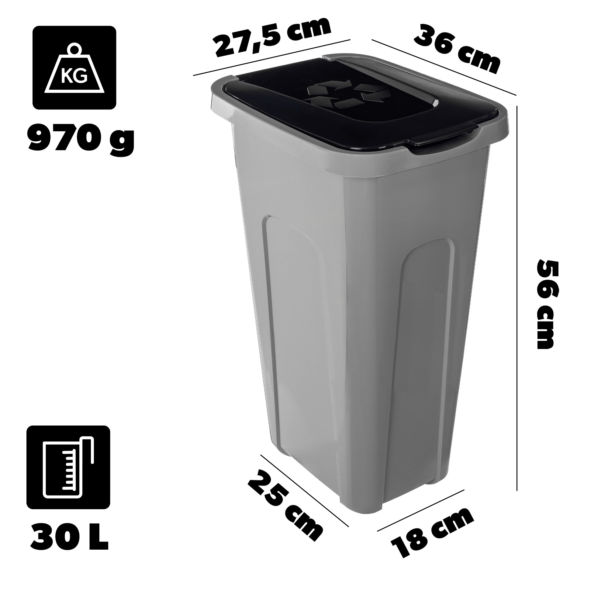 Kosz na śmieci Entrago 30L czarny