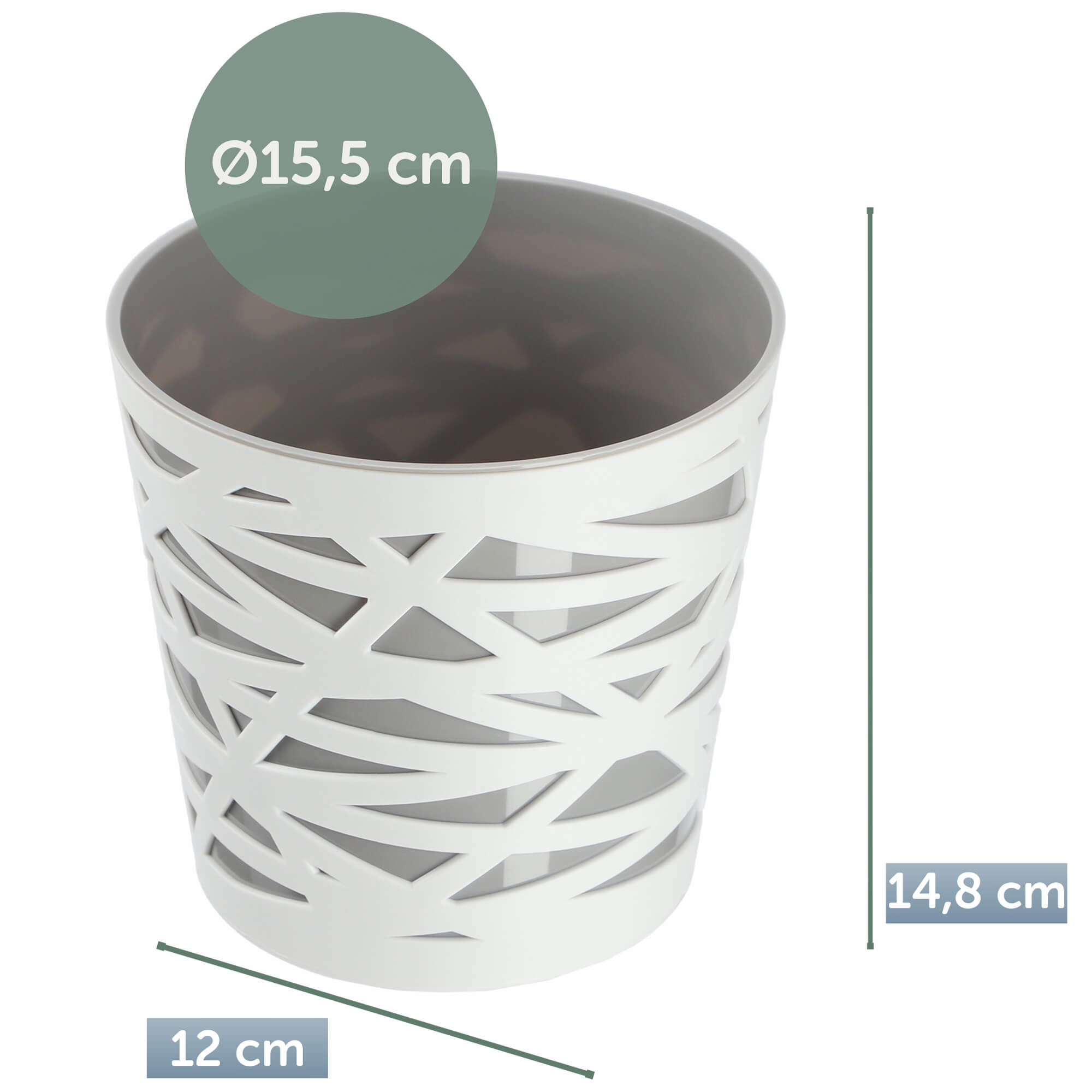 Doniczka z wkładem Rusio 15 cm, szara