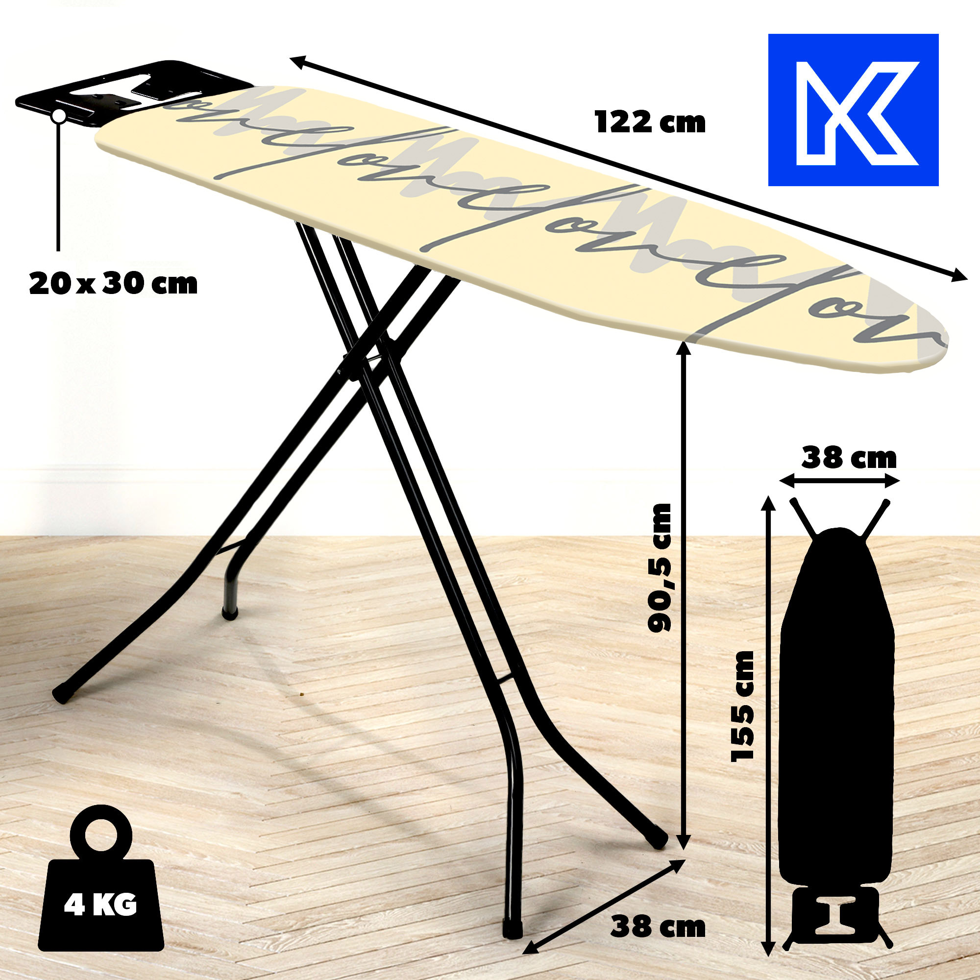 Deska do prasowania Piza 122 x 38 cm, kremowa
