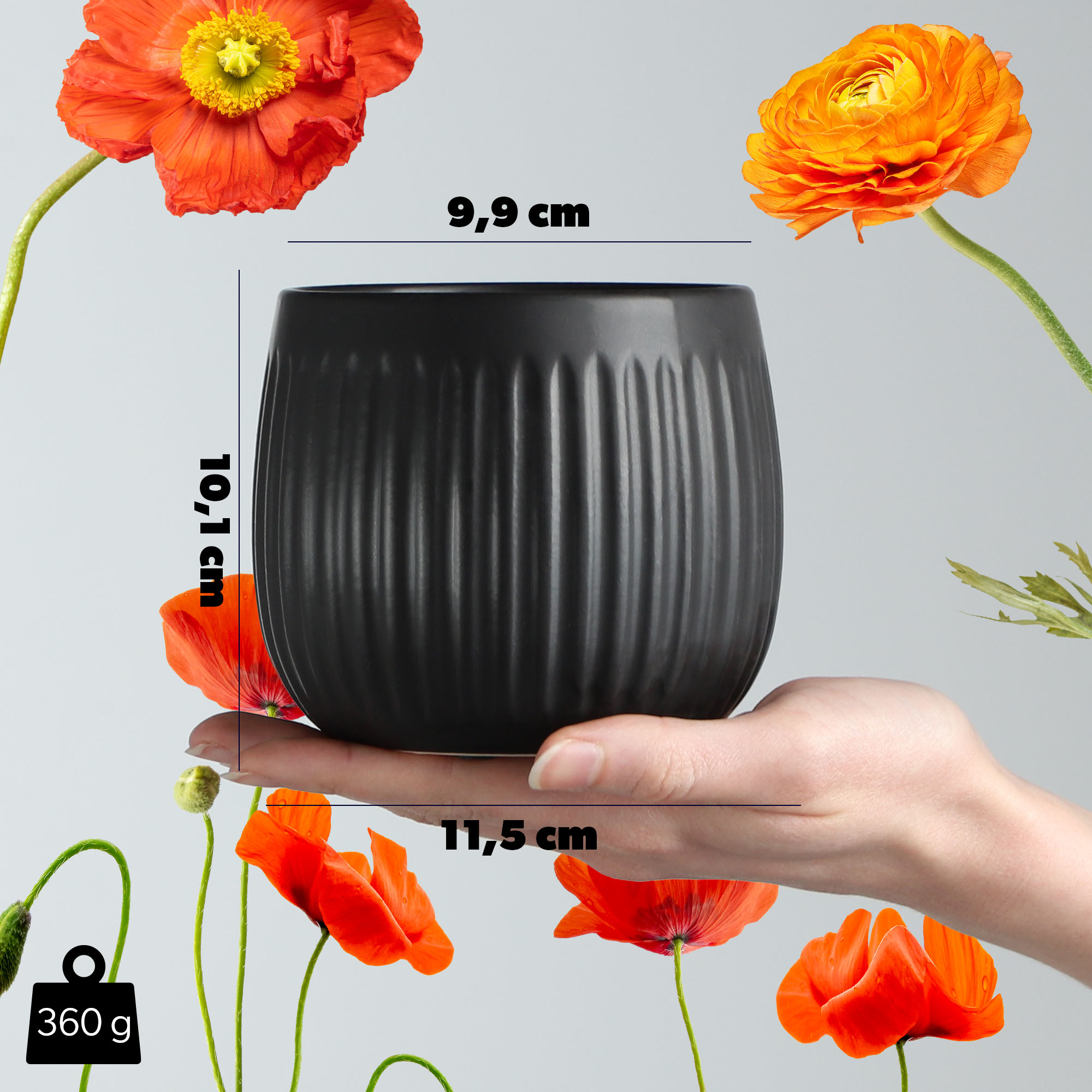 Osłonka ceramiczna Vario 12 cm, czarna