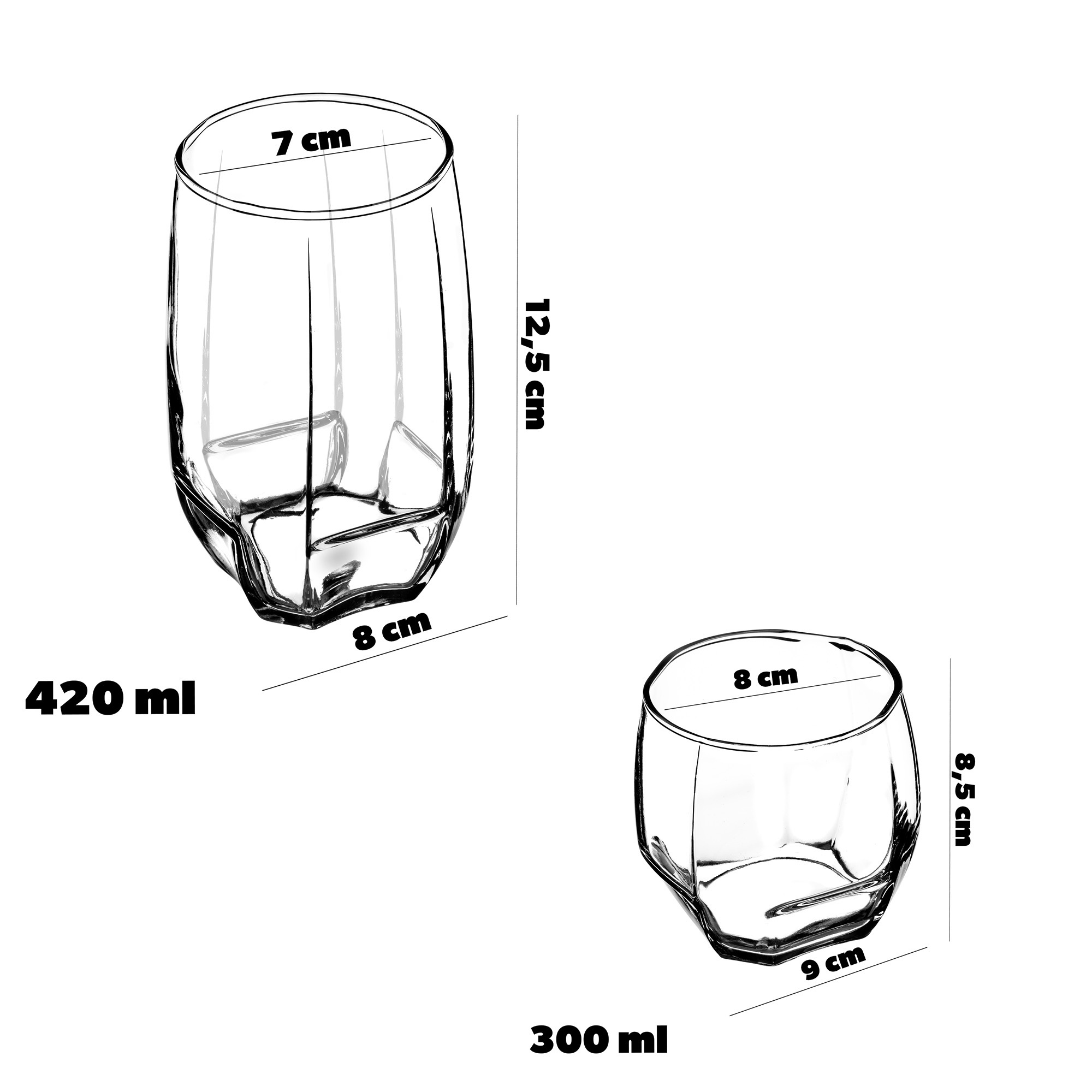 Zestaw szklanek Asti 420 ml 6 szt. + 300 ml 6 szt.