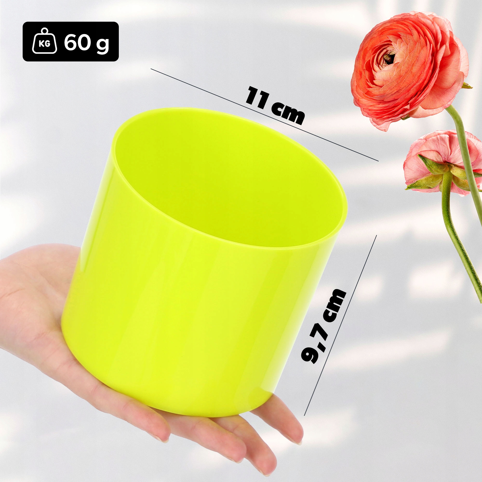 Doniczka na kwiaty okrągła Figari 11 cm, limonkowa