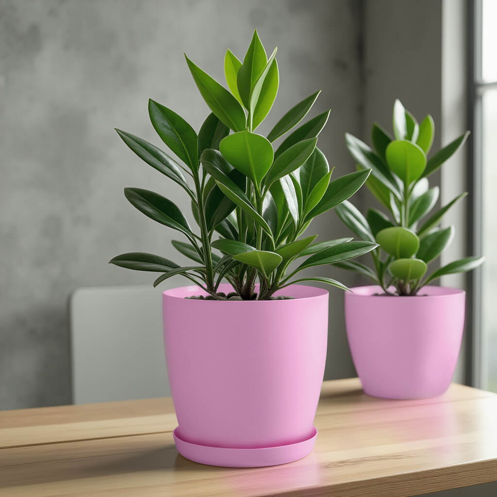Doniczka Agen z podstawką 12 cm, matowa różowa