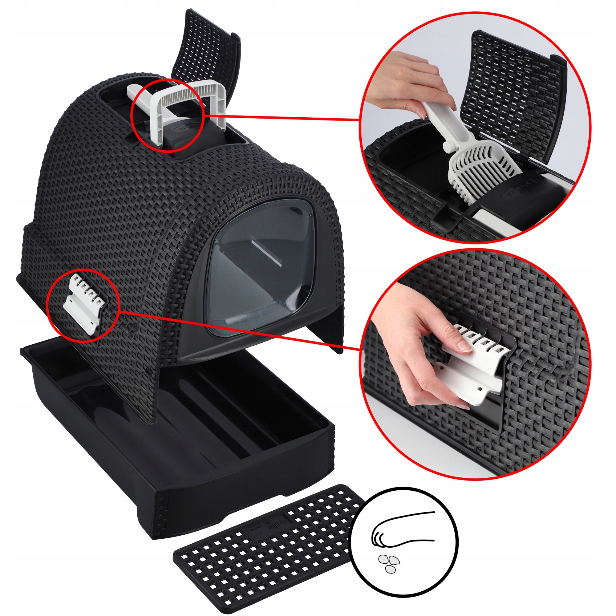 Zestaw Kuweta dla kota + transporter Curver Pet Life, grafit