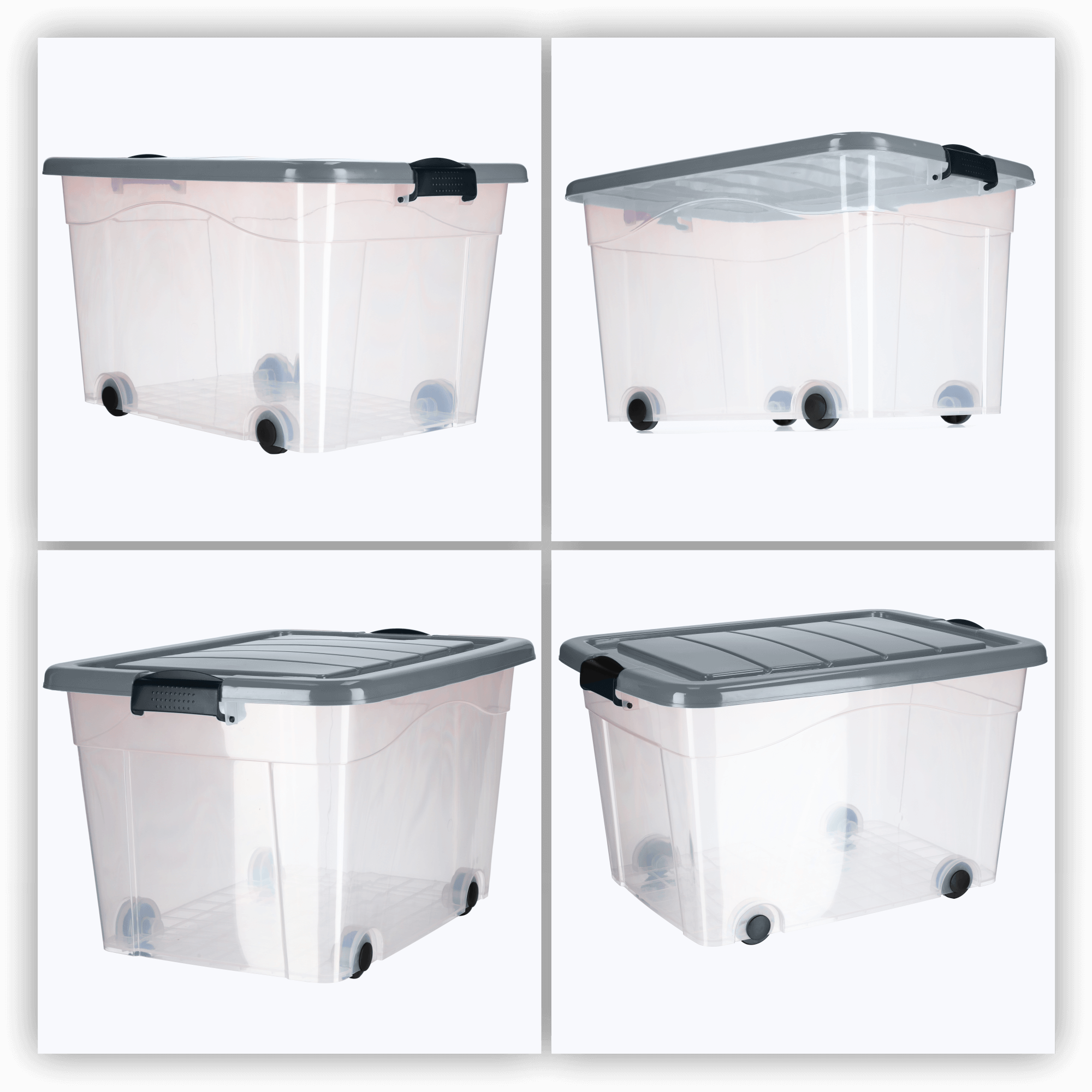Plastikowy pojemnik na kółkach Vado 60L, szary