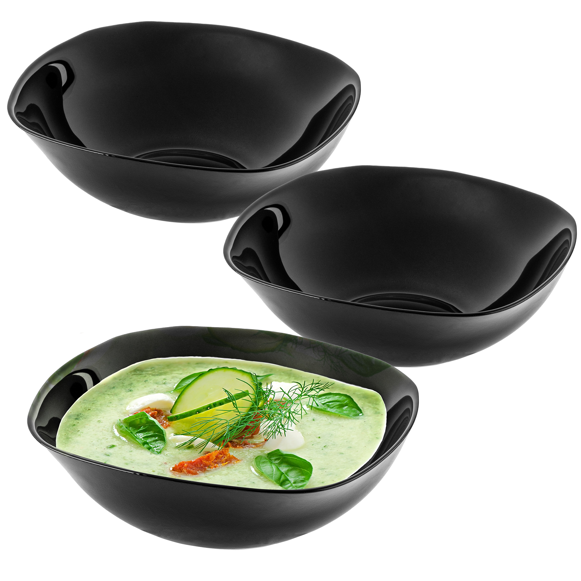 Salaterka szklana czarna 19 cm, 3 szt.