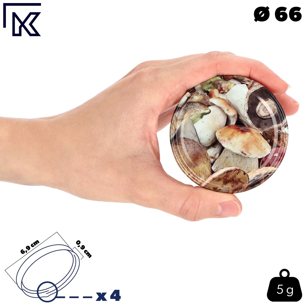 Metalowe wieczka do słoików 50szt fi 66 mm "Grzyby"