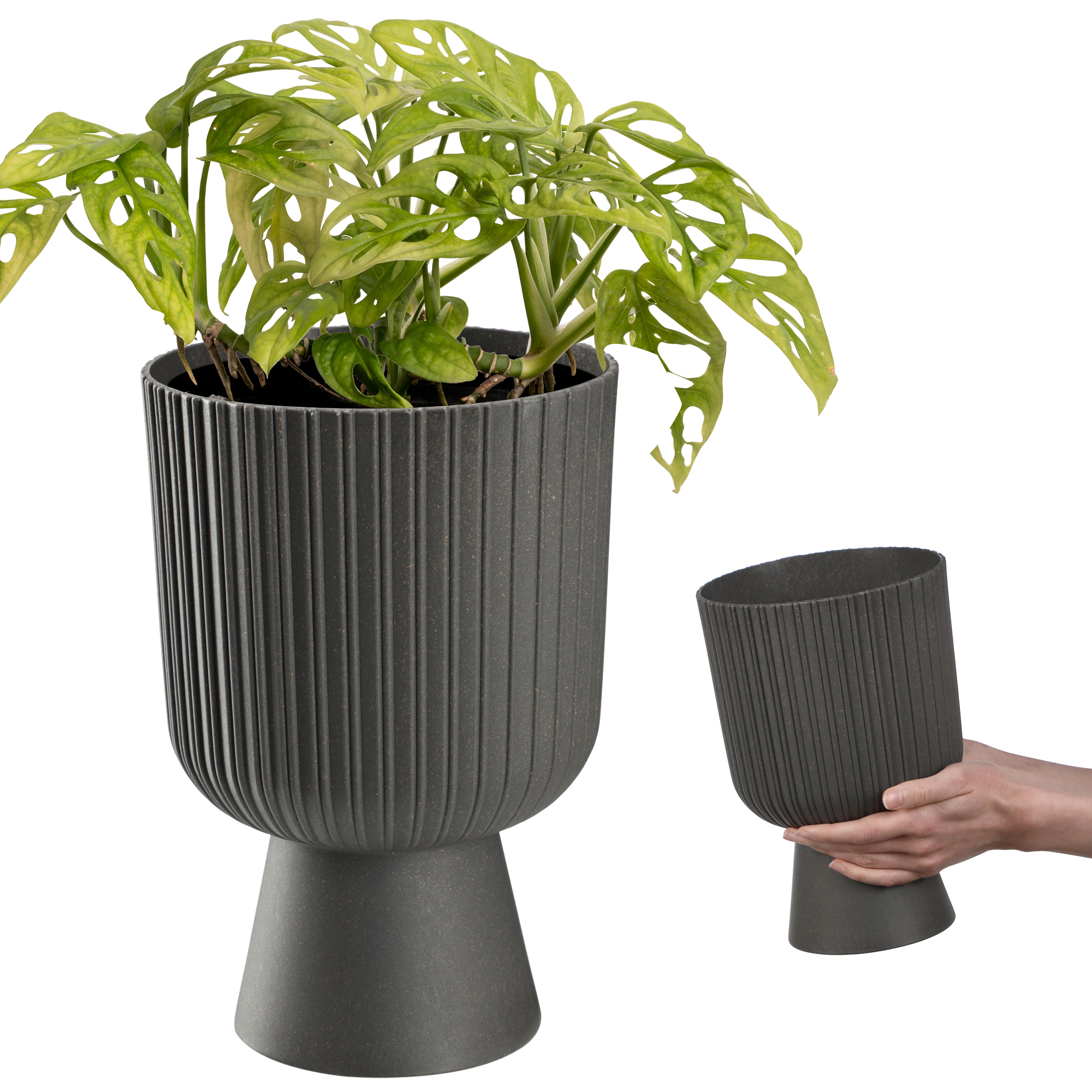 Doniczka na nóżce Golem Eco 18 cm, antracyt