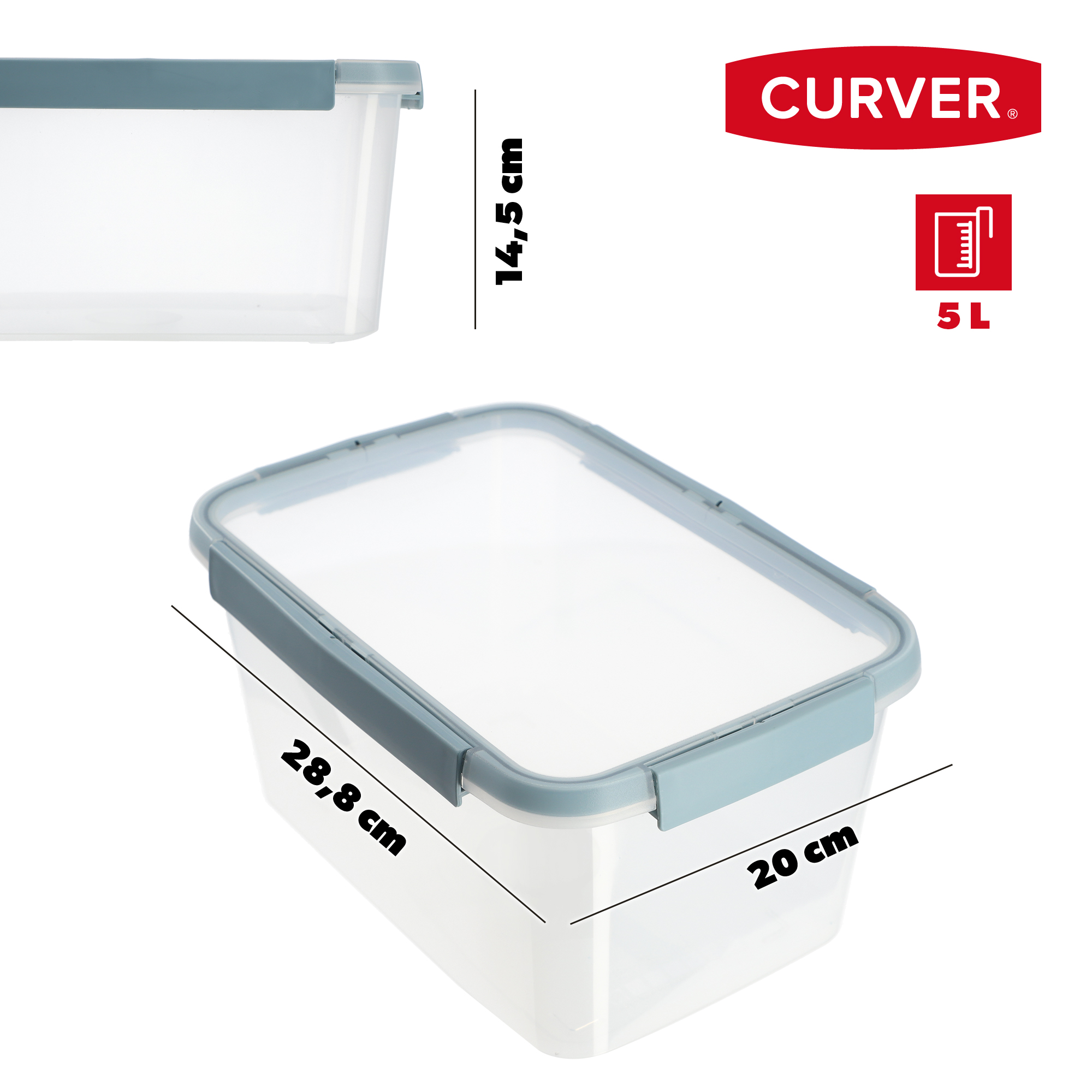 Pojemnik na żywność 5L Curver Smart Fresh, szarobłękitny