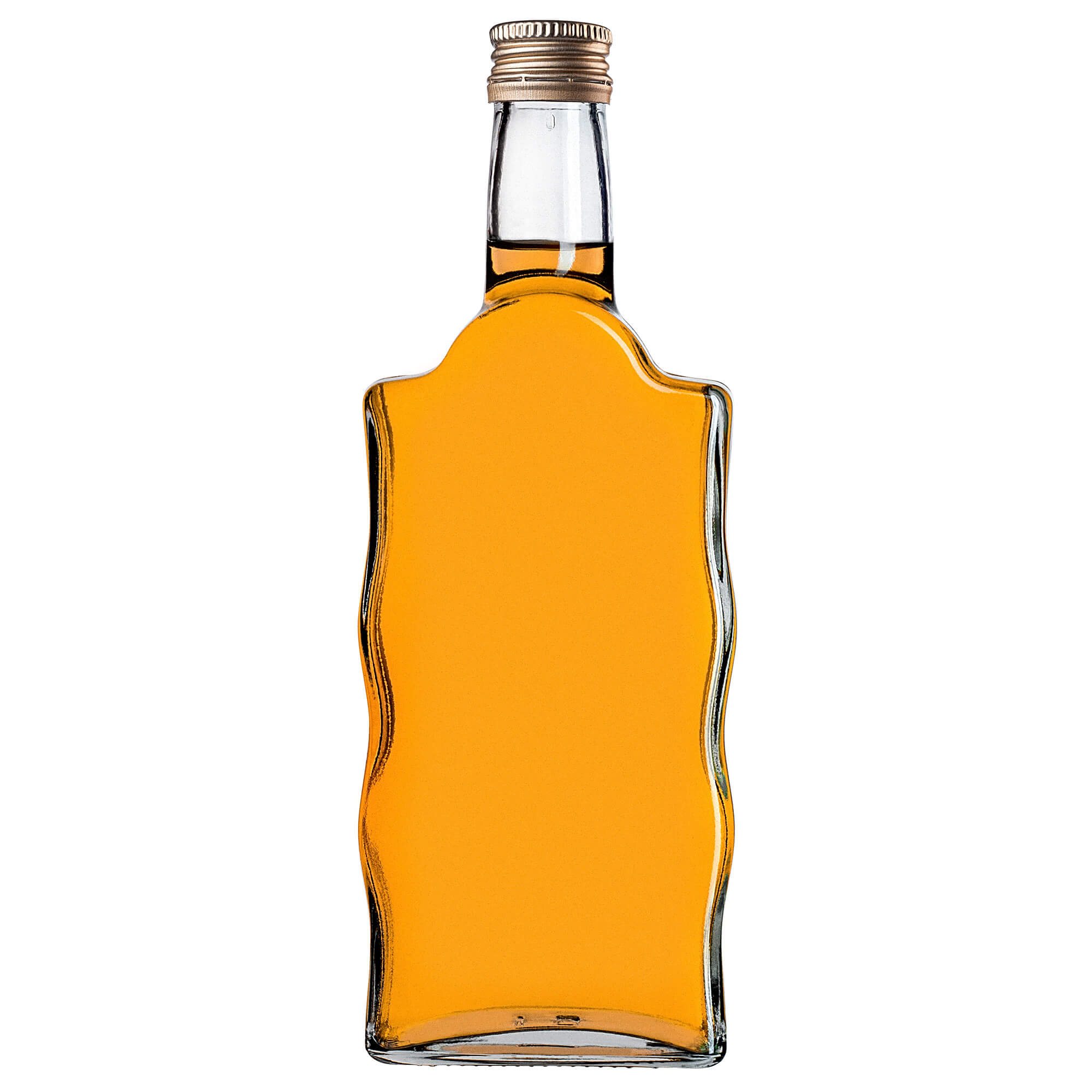 Szklana butelka na nalewkę Fala 500ml ze złotą zakrętką 10 szt.