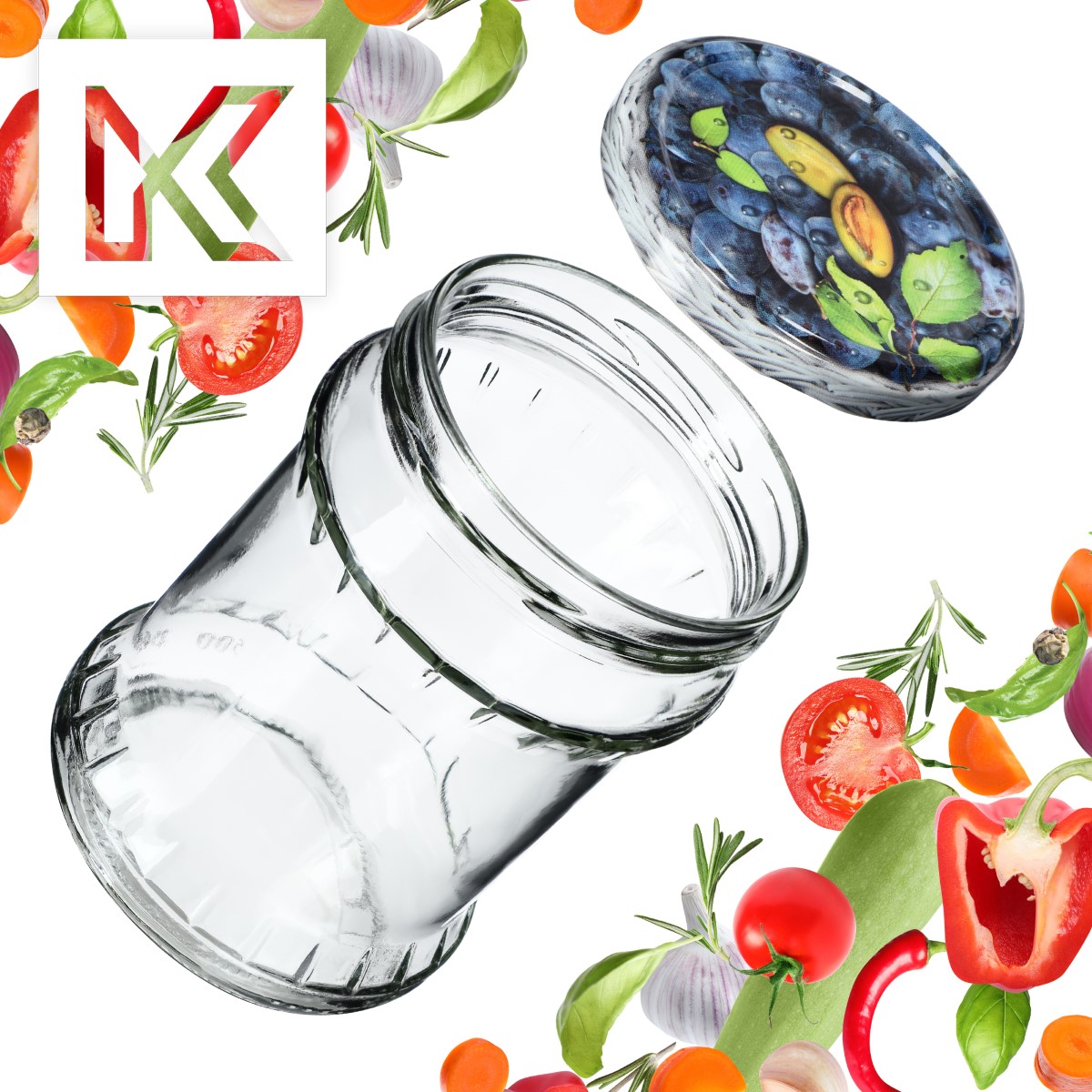 Słoiki na przetwory Kisko 500ml 16szt fi 82 mm + wieczka "Śliwki"