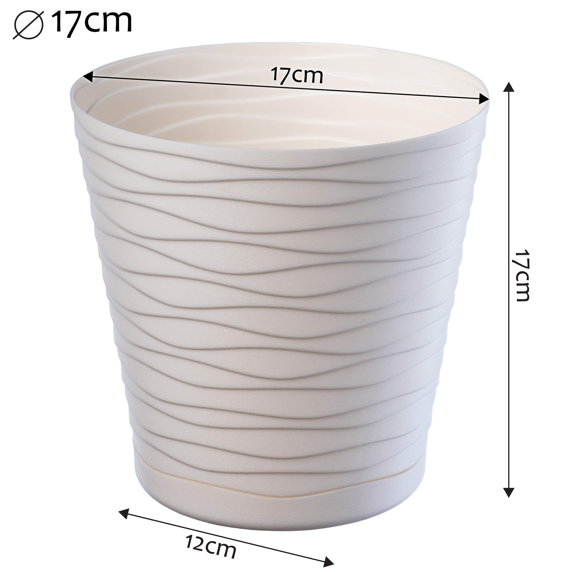Doniczka z podstawką Greve 17 cm, kremowa