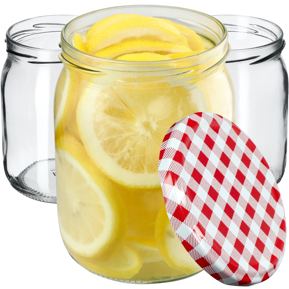 Słoiki Senna 540ml 16szt fi 82 mm + wieczka "Czerwona Krata"