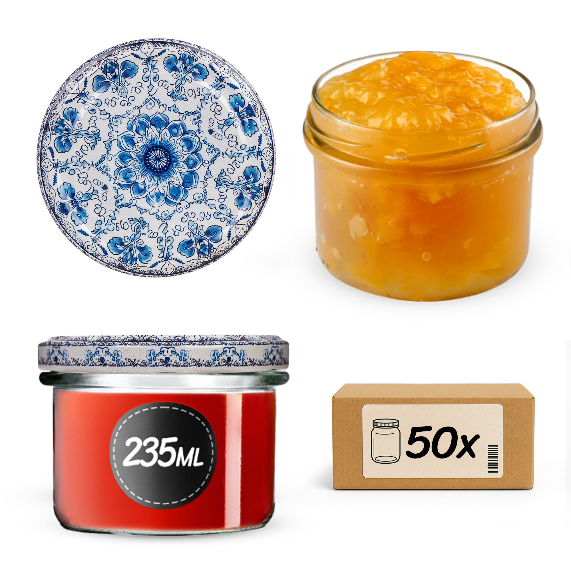 Słoiki na przetwory Tartu 235ml fi 82 mm 50szt + wieczko Ceramics 2