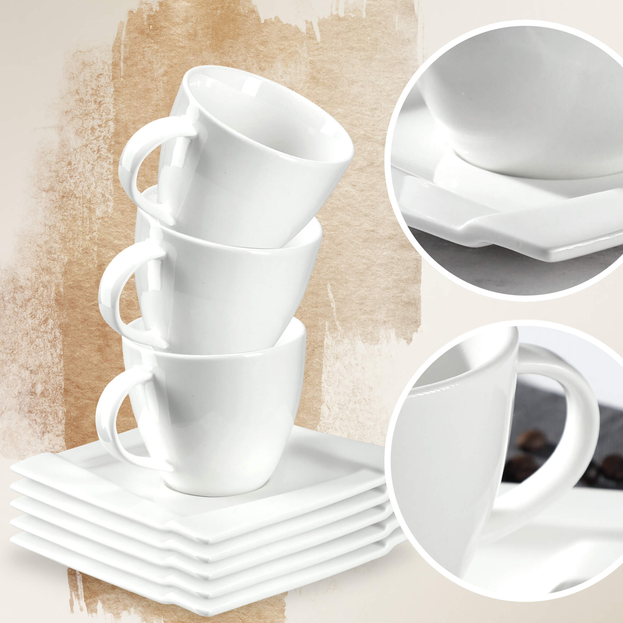 Komplet kawowy Avio, 6 filiżanek z podstawkami, 220 ml