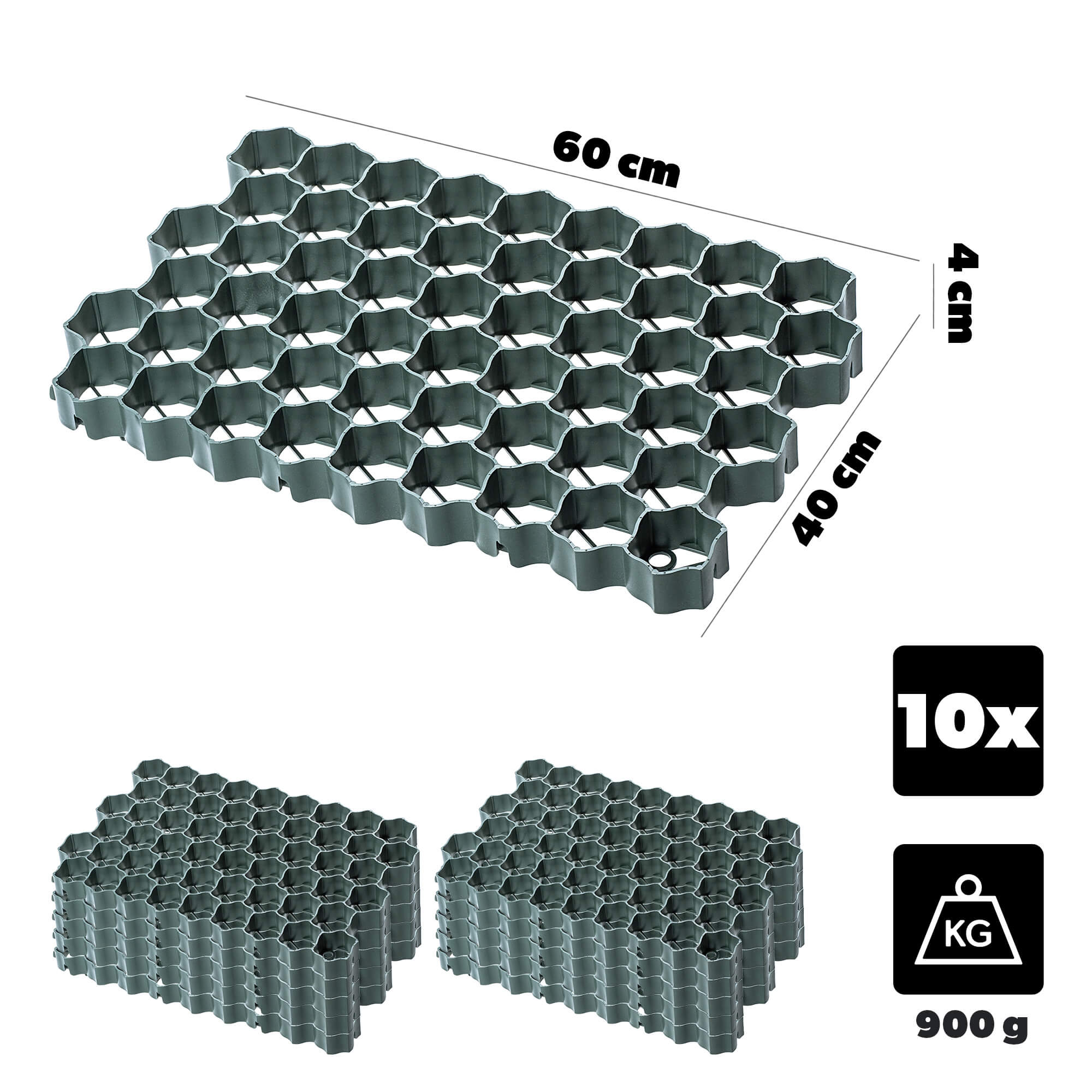 Kratka parkingowo-ogrodowa Lund 60 x 40 cm 10 szt. 2.4 m² zielona