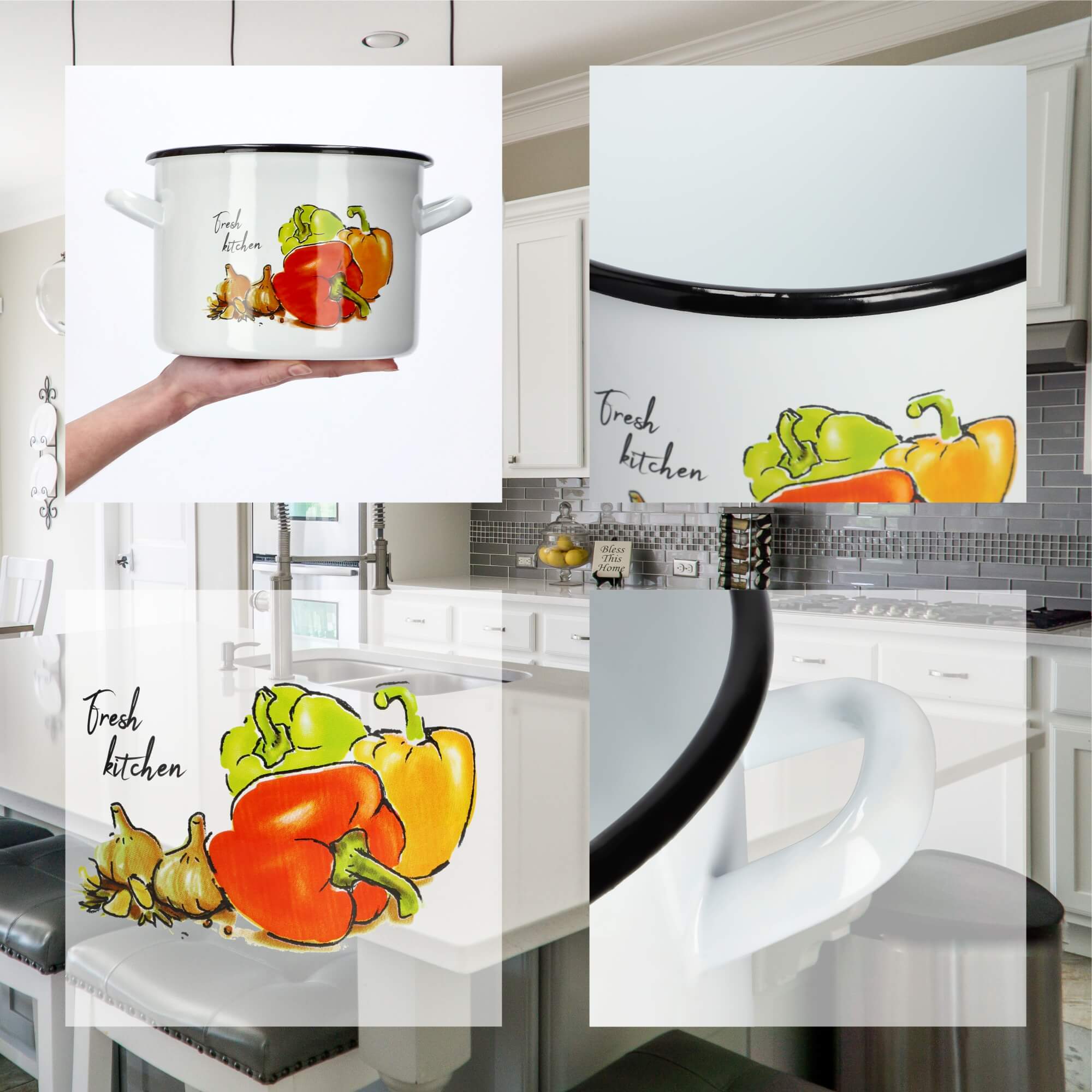 Garnek wysoki emaliowany 4.4L, papryka