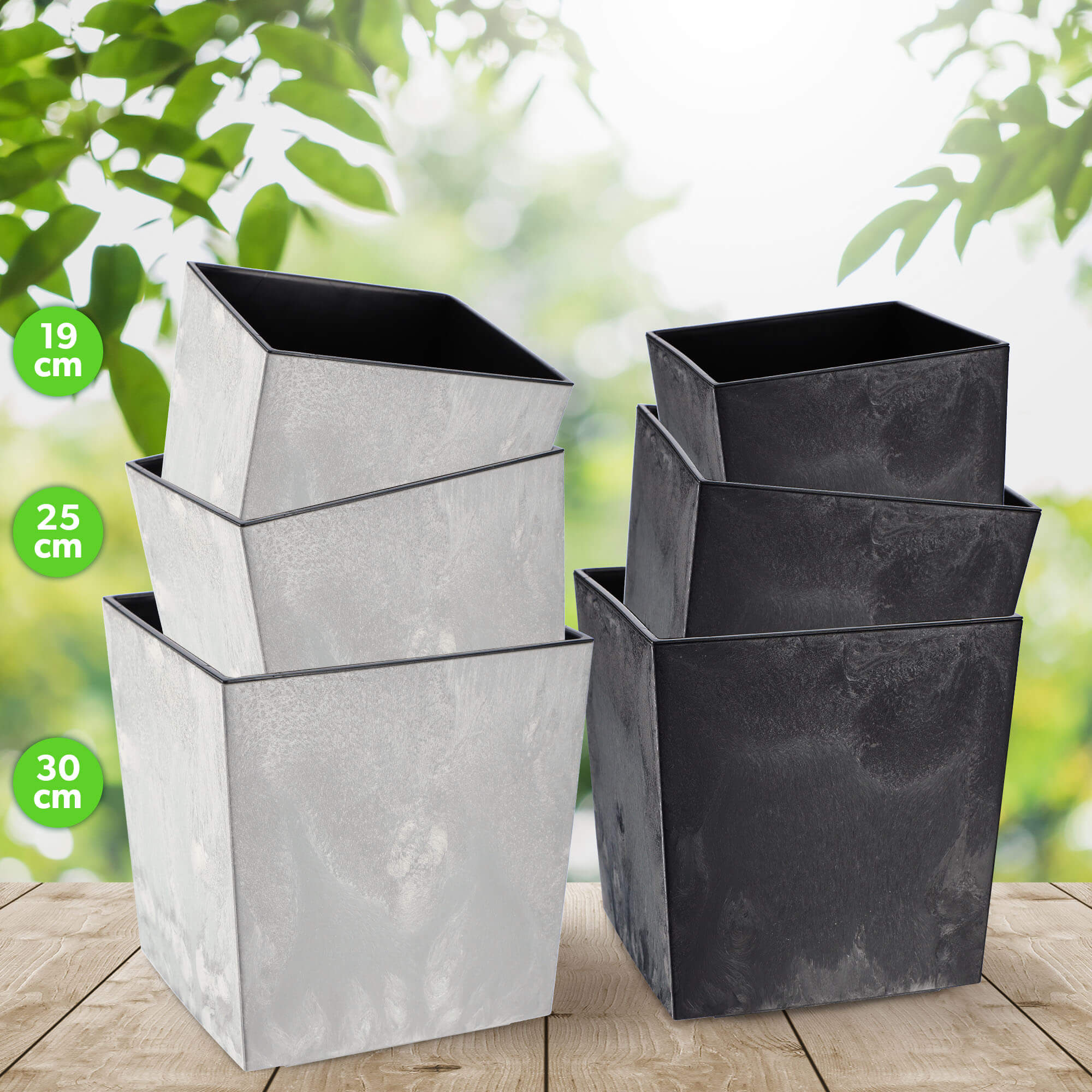 Doniczka z wkładem Tres 30cm szary beton