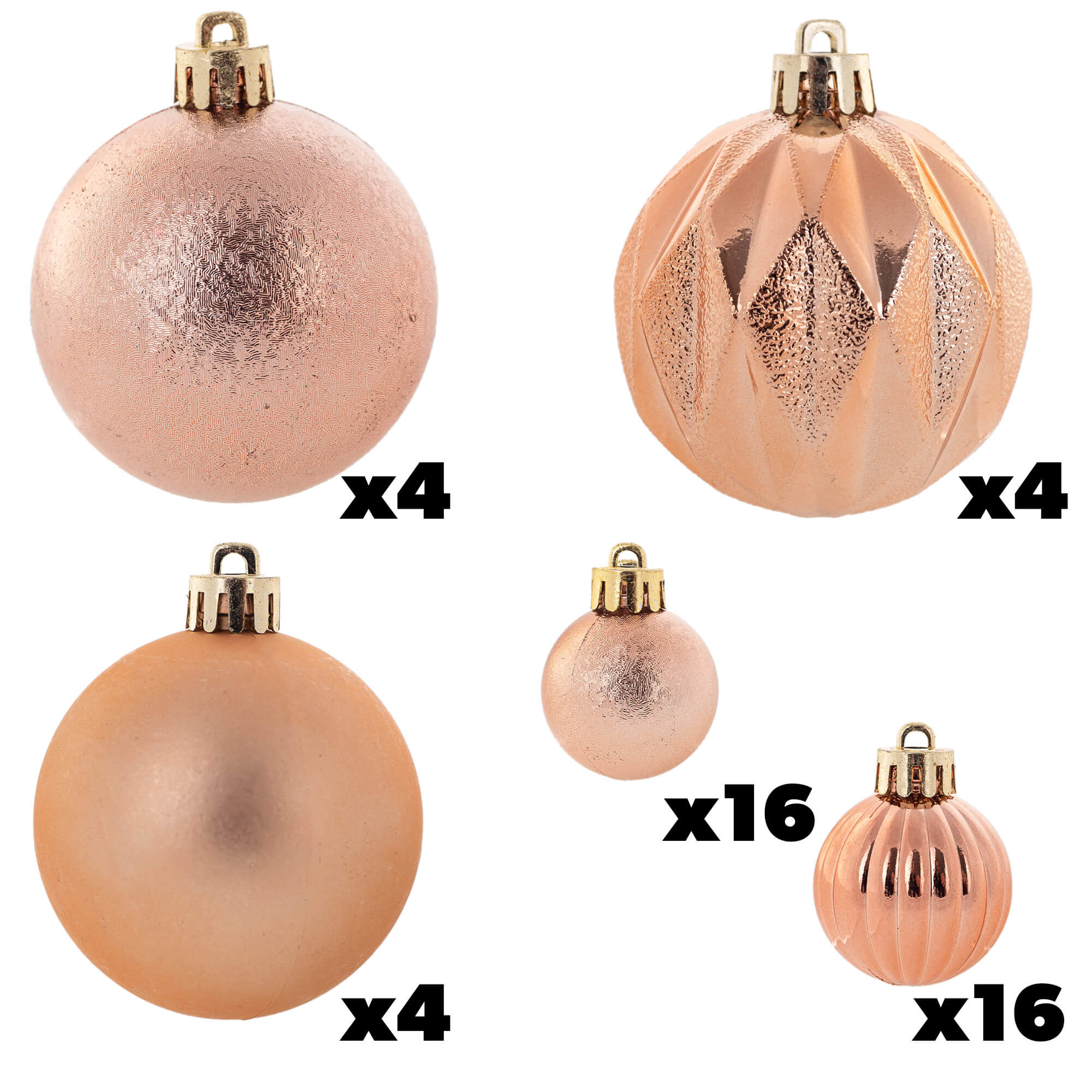 Komplet bombek Pons 44szt 3/6cm miedziany mix