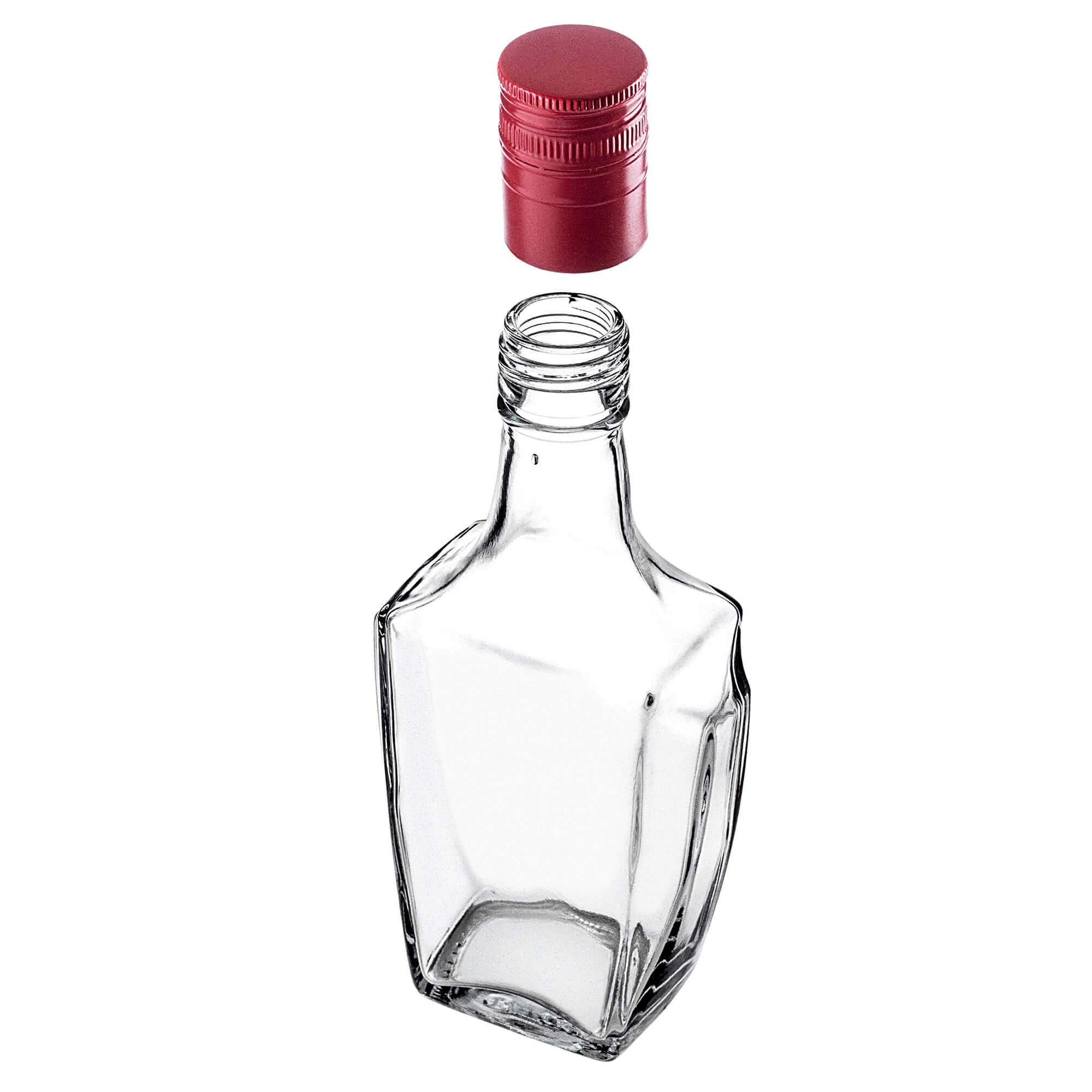 Szklana butelka na nalewkę Faenza 250ml z długą czerwoną zakrętką 1 szt.