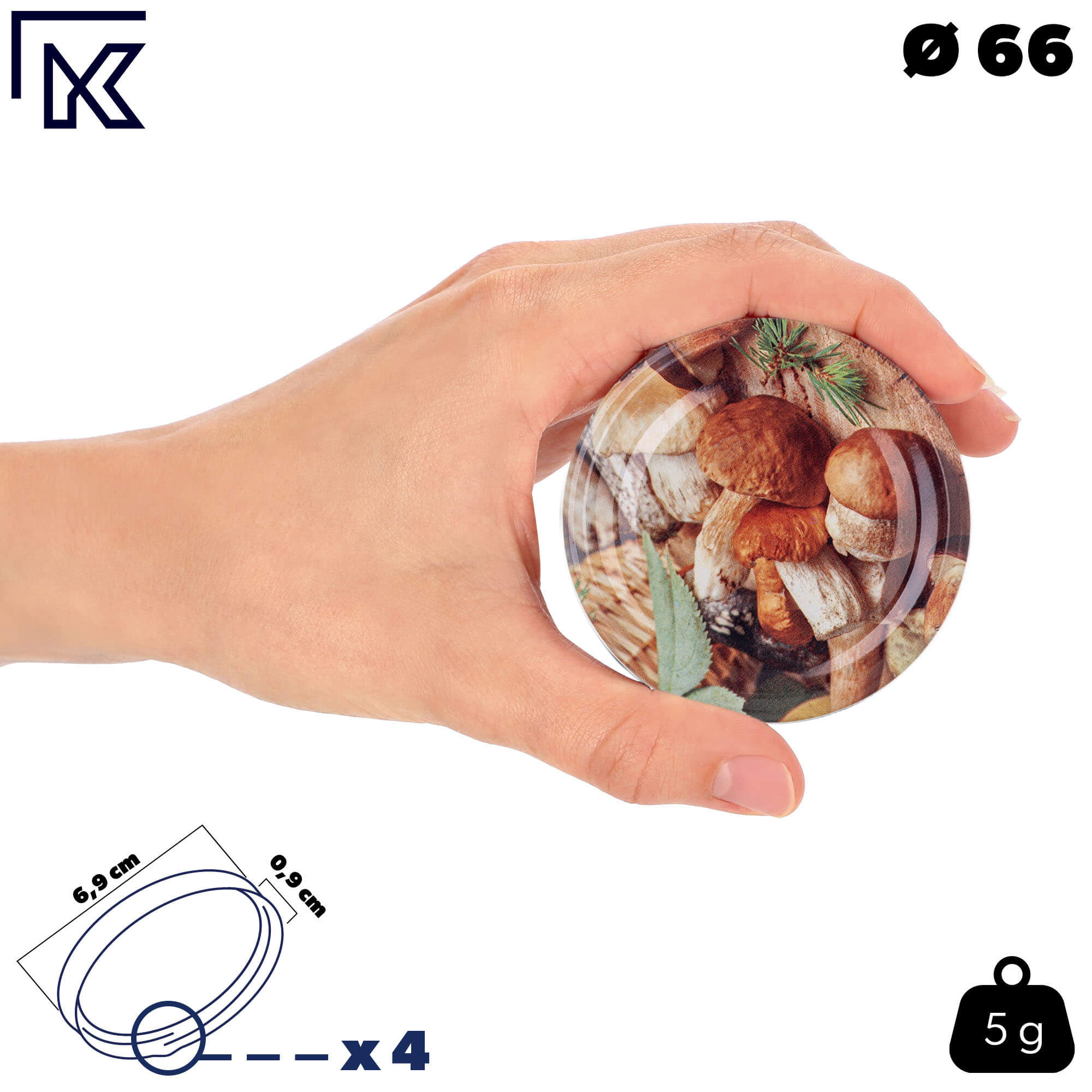 Słoiki na przetwory Lerma 200ml 10szt fi 66 mm + wieczka "Mix grzybów"