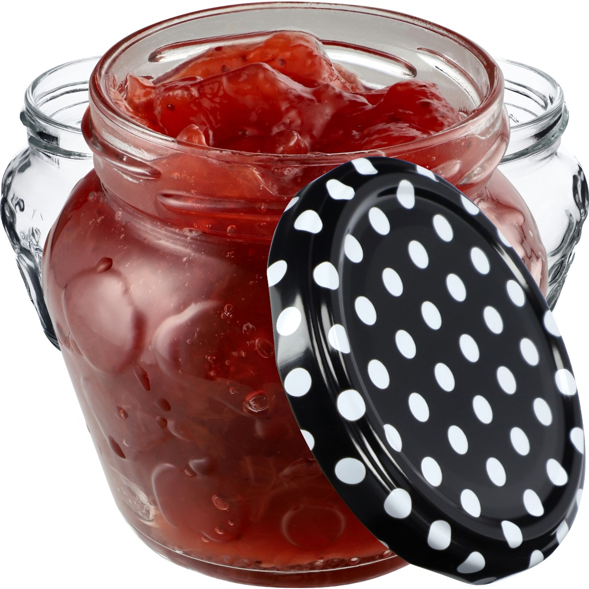 Słoiki Kemi 200ml 50szt fi 66 mm + wieczka "Czarny Groszek"