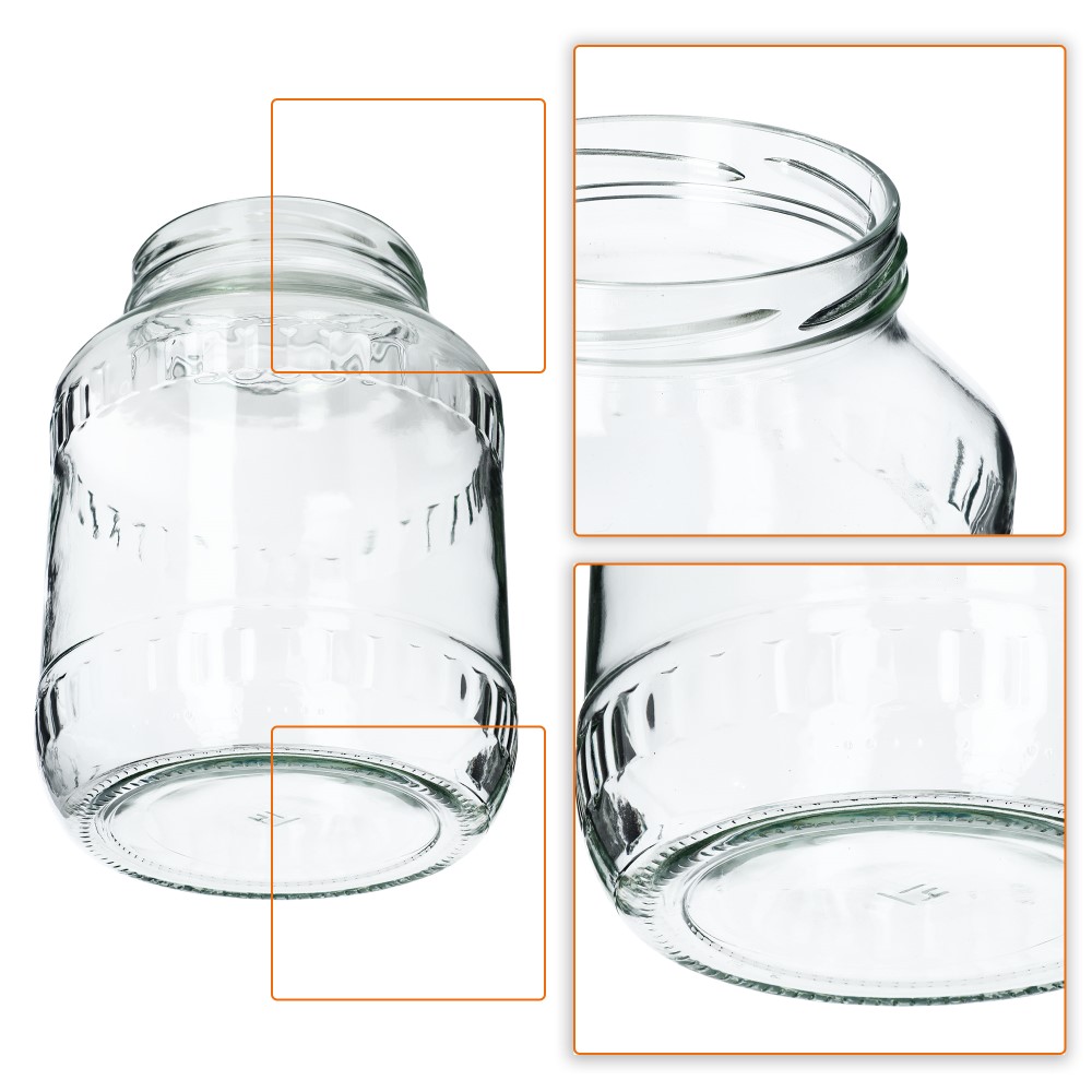 Szklany słój Albi 2,5L 100 mm + wieczko złote 8szt