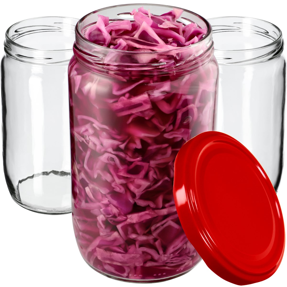 Słoiki na przetwory Niva 720ml 48szt fi 82 mm + wieczka czerwone