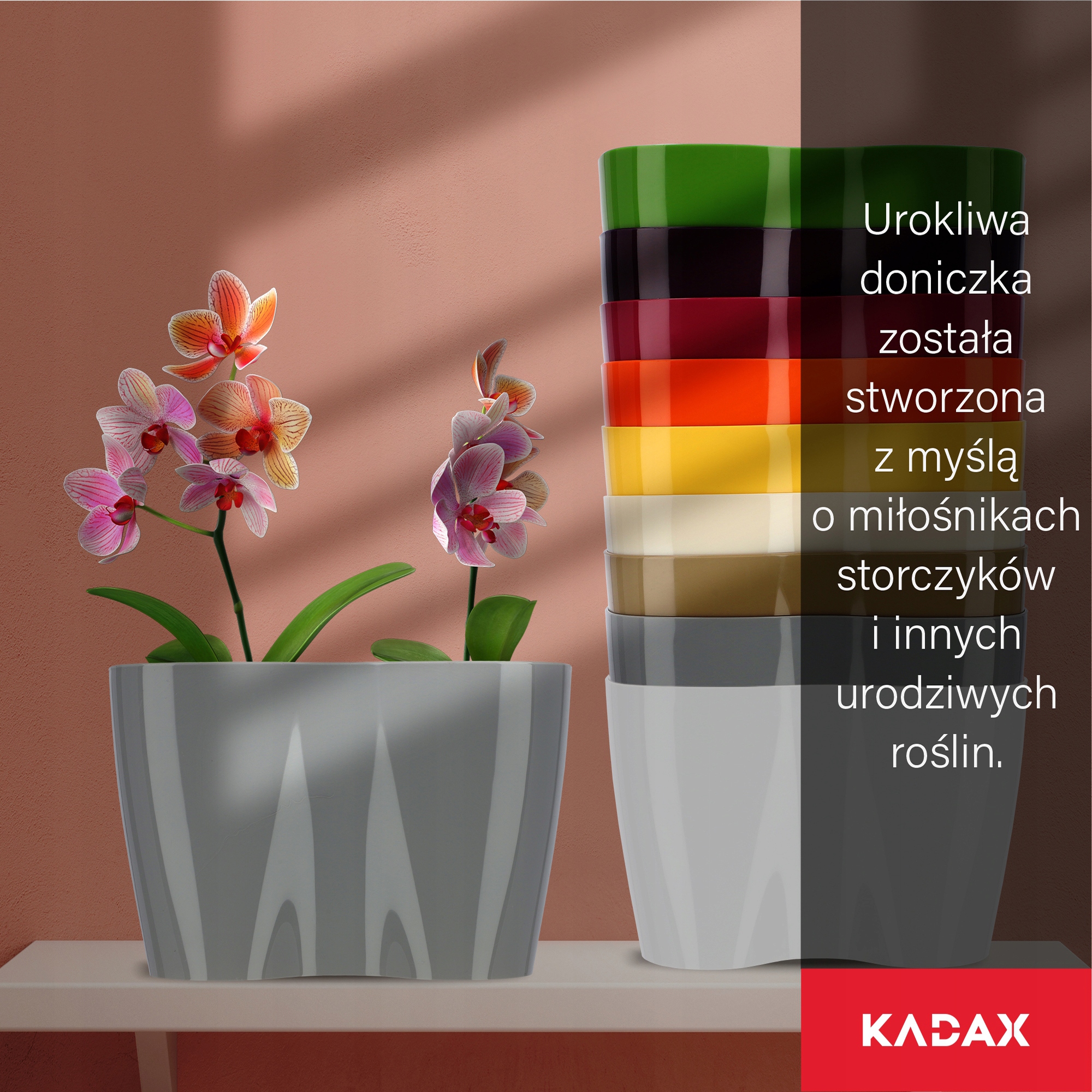 Doniczka do storczyków podwójna Fermo 23 x 15 cm, szara