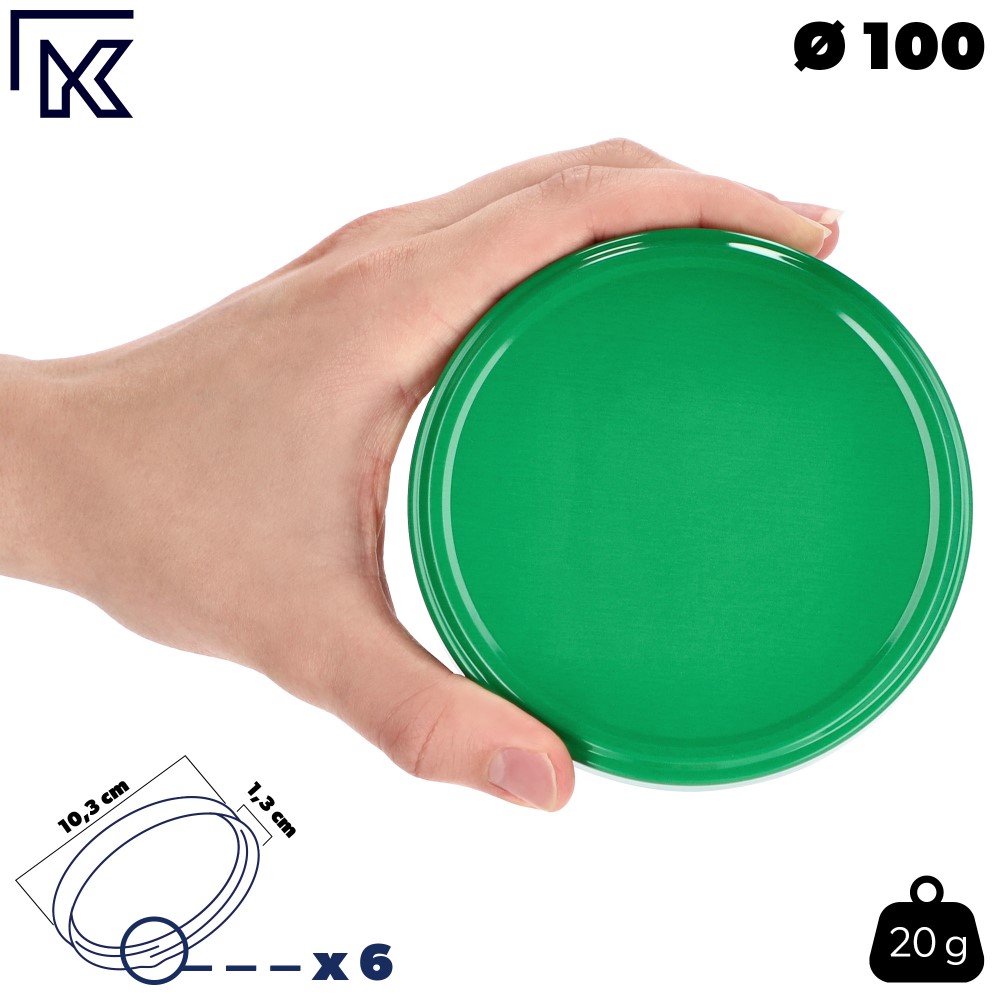 Metalowe wieczka do słoików Bole 10szt fi 100 mm zielone